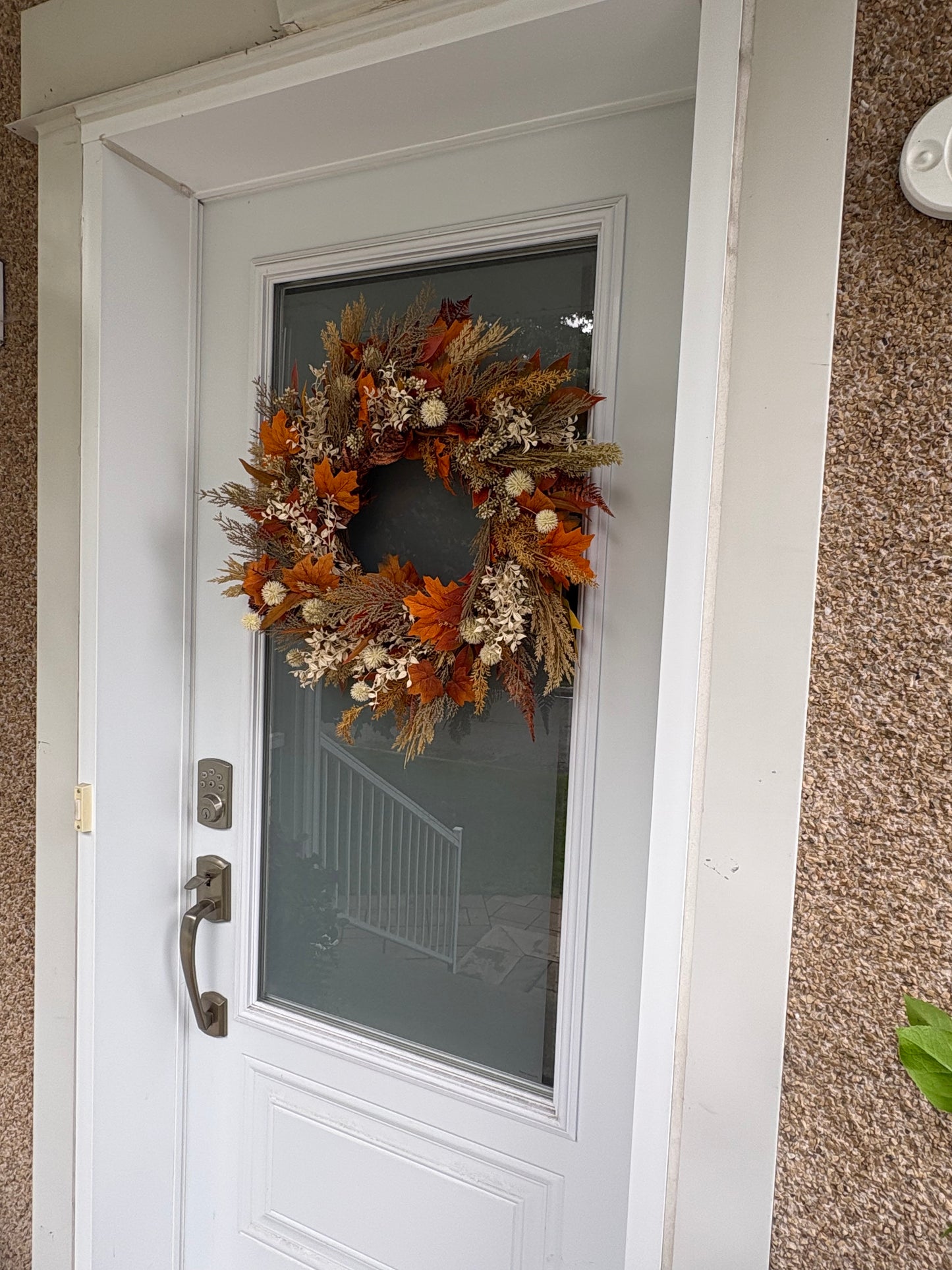 Rustic Autumn Wreath with Orange Leaves