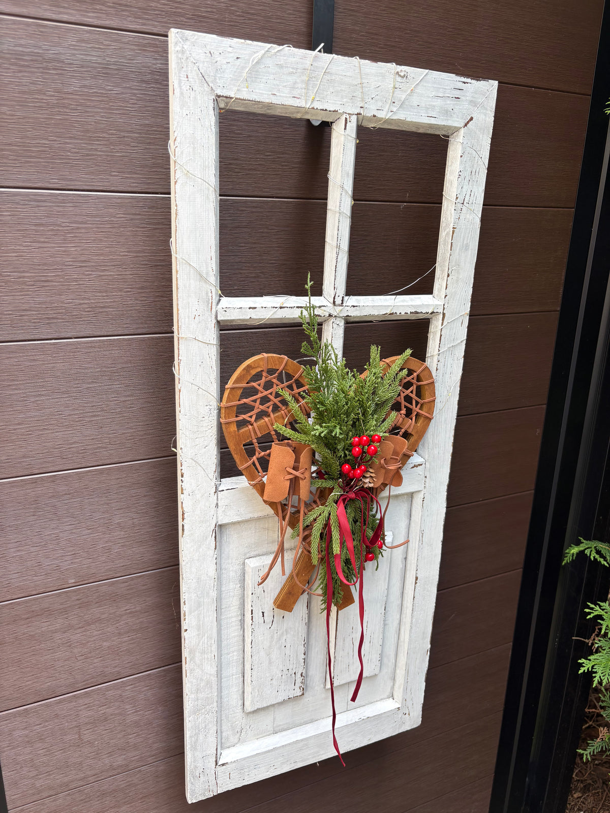 Décoration d’hiver et de Noël rustique – Porte en bois 36 x 14 po