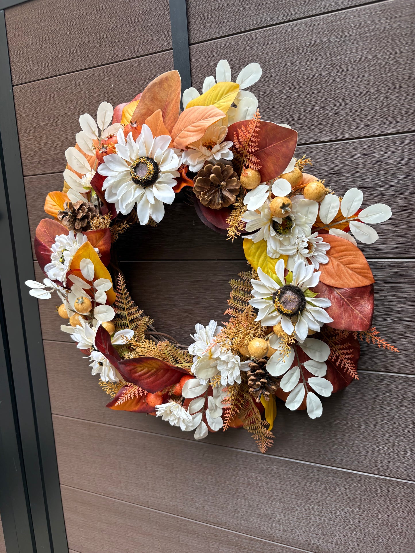 Couronne rustique chic aux couleurs chaudes de l’automne