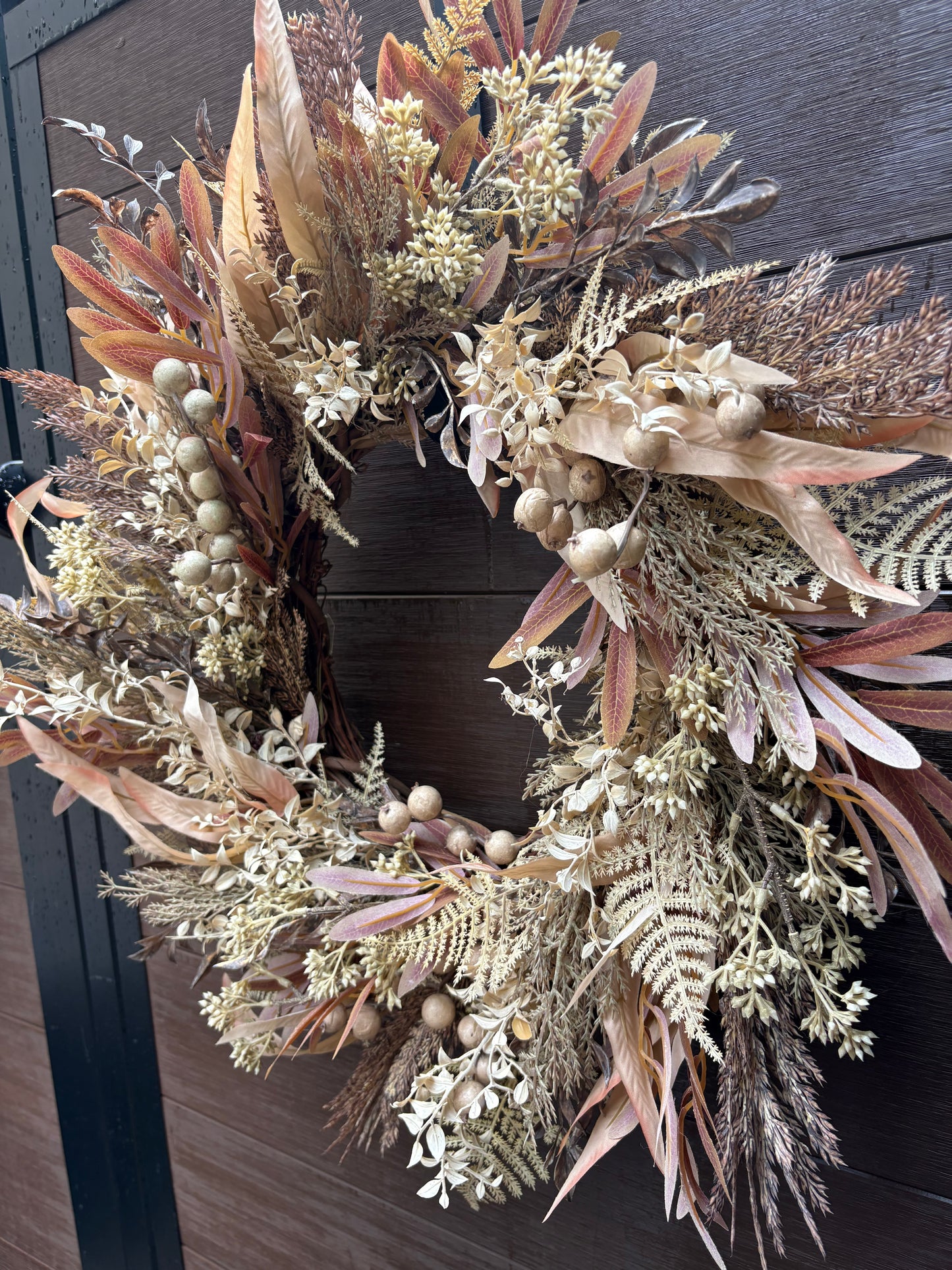Rustic Chic Autumn Wreath in Natural Foliage