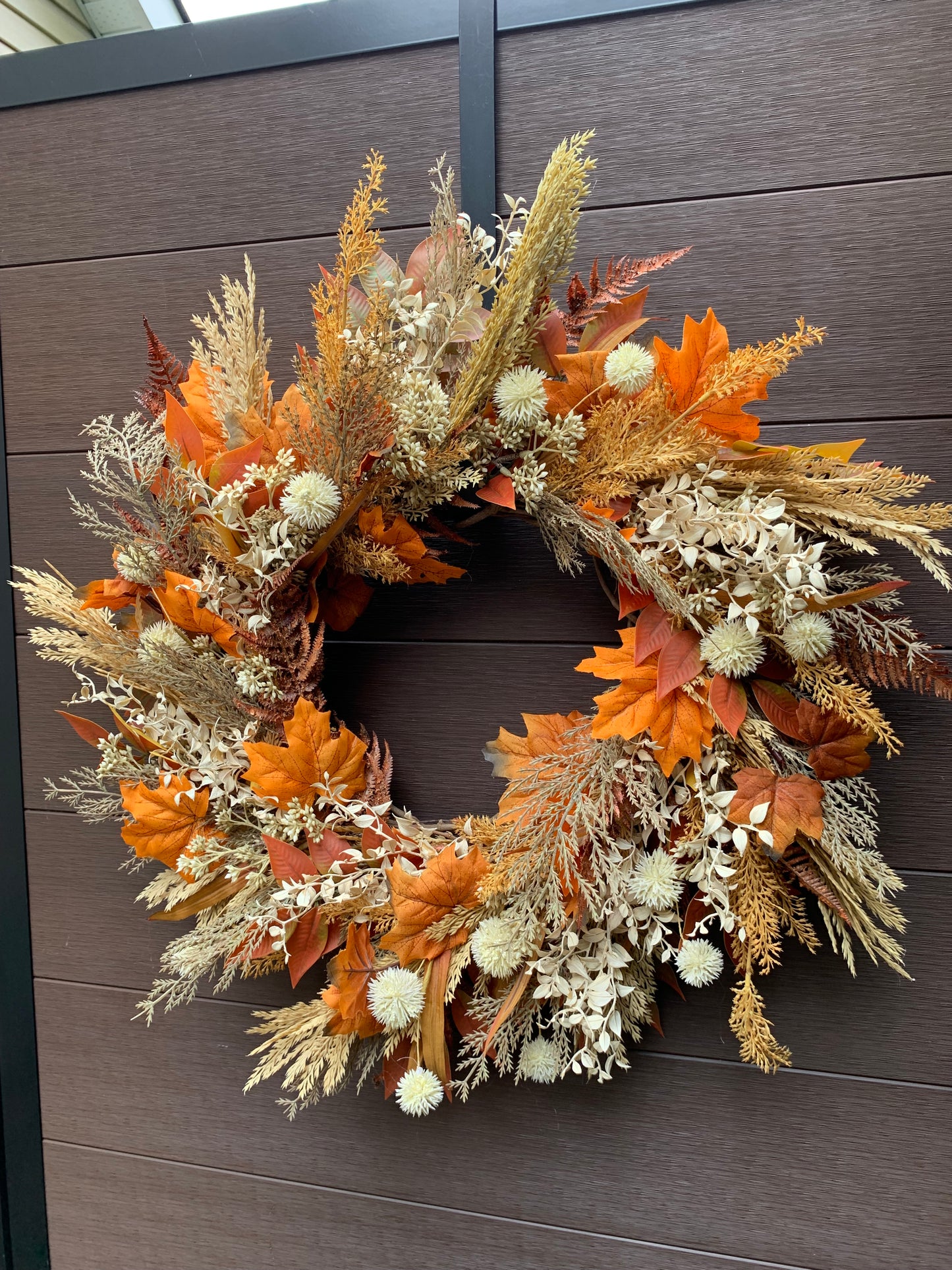 Rustic Autumn Wreath with Orange Leaves
