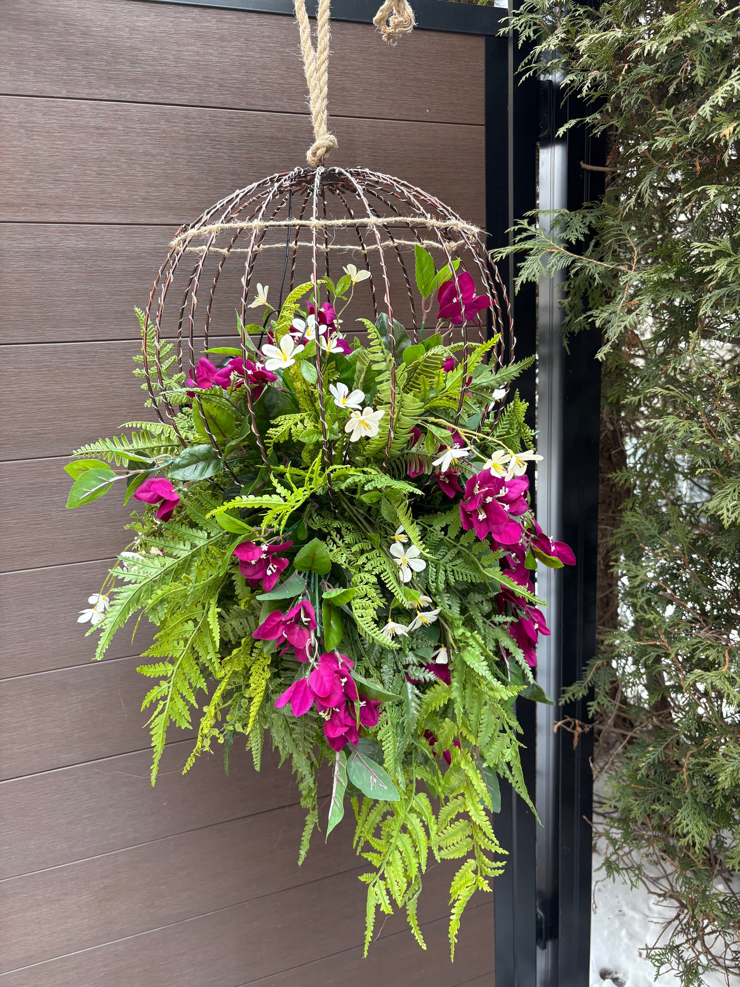 Luminous floral sphere – plum and greenery