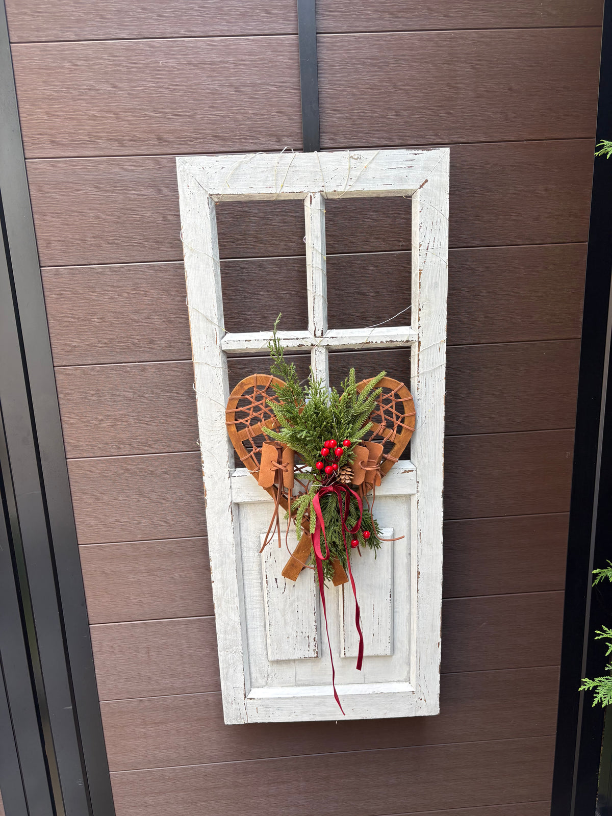 Décoration d’hiver et de Noël rustique – Porte en bois 36 x 14 po
