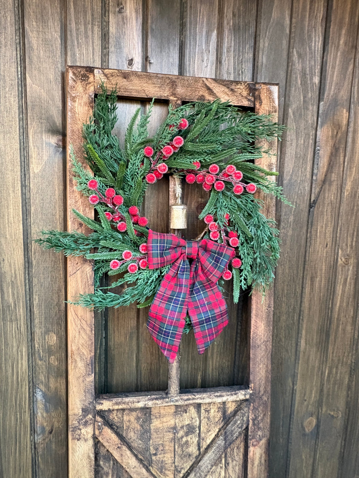 Porte de grange décorative en bois rustique – Décoration de Noël et d’hiver