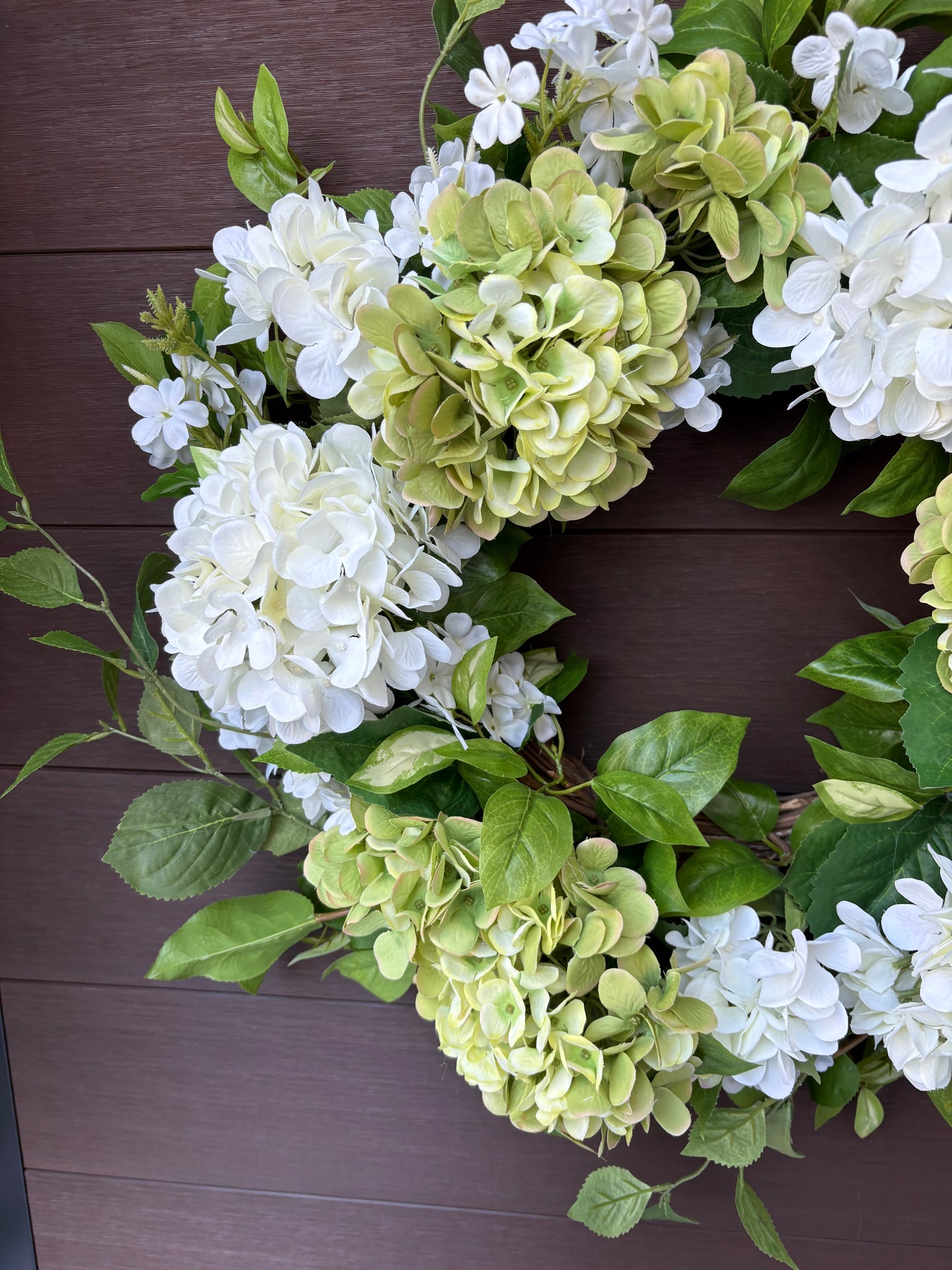 Floral wreath – green and white hydrangea