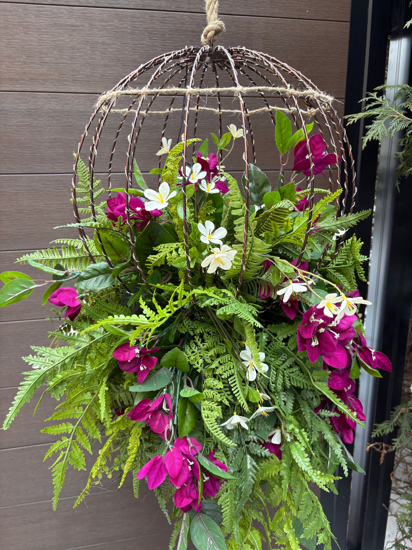 Luminous floral sphere – plum and greenery