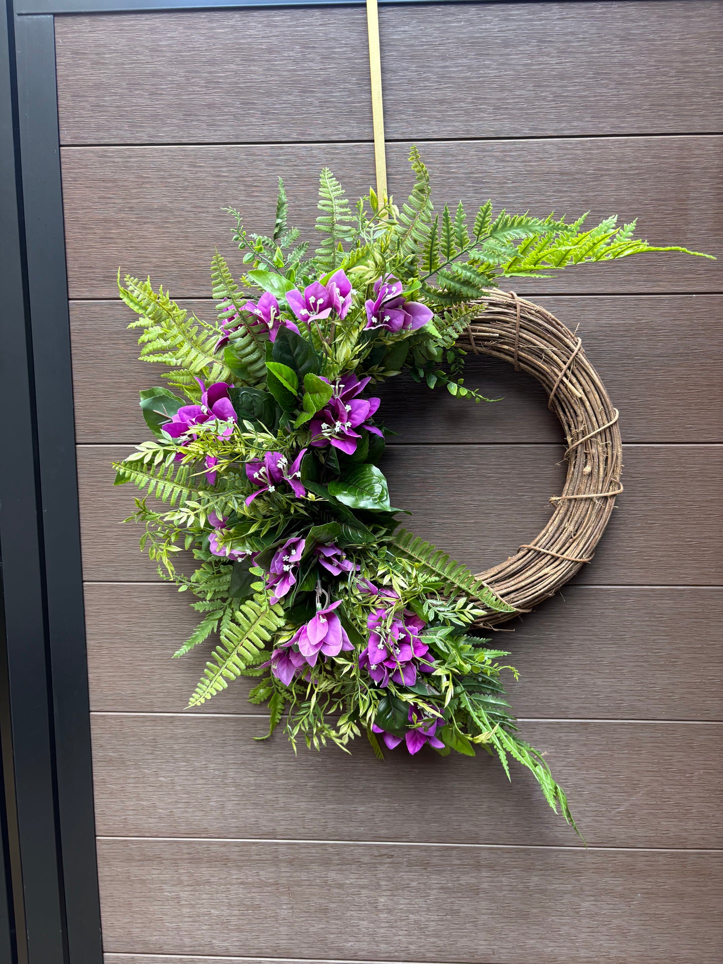 Couronne bougainvillier mauve – couronne de porte printemps naturelle