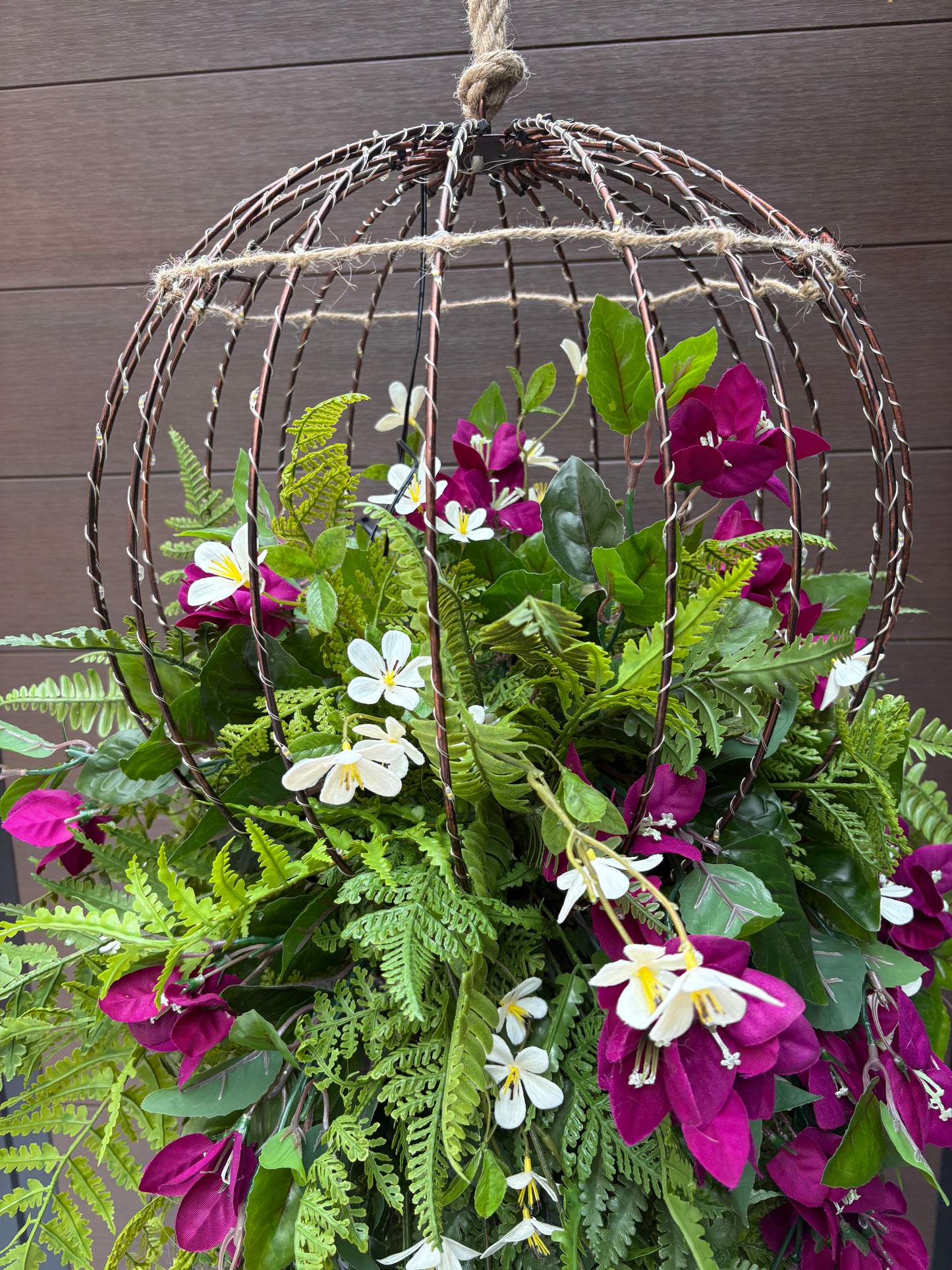 Luminous floral sphere – plum and greenery