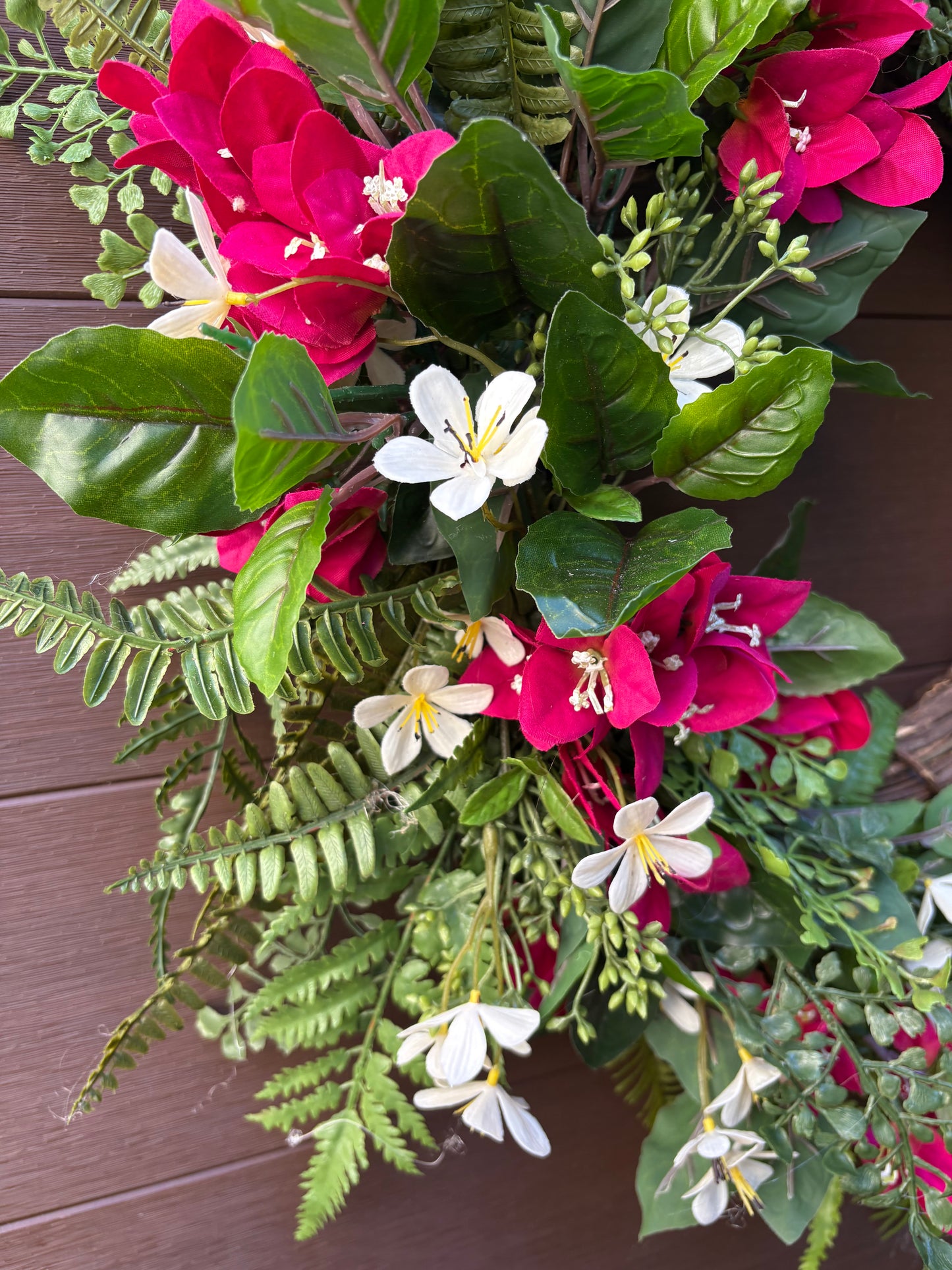 Couronne printemps bougainvillier framboise porte d’entrée