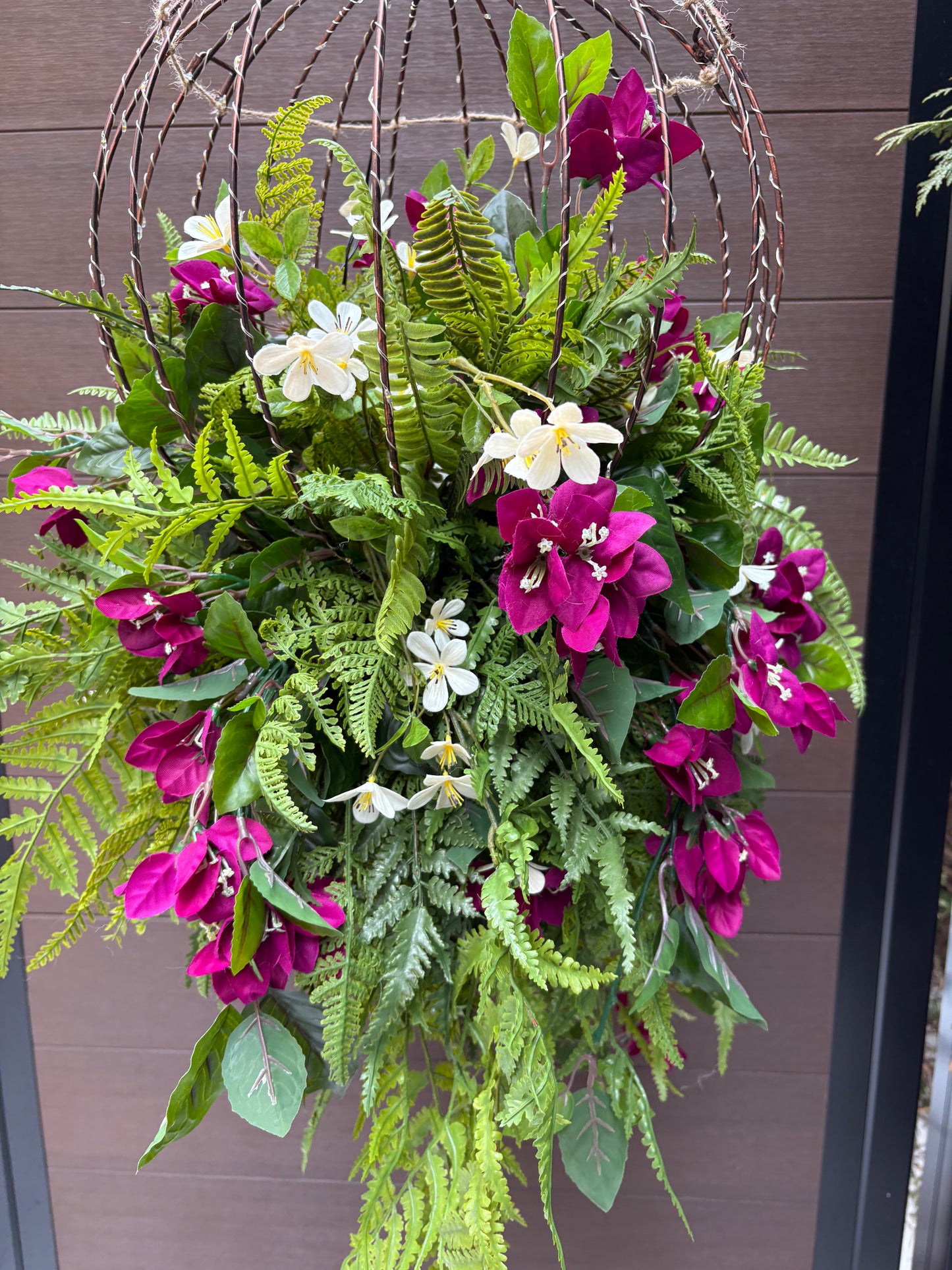 Luminous floral sphere – plum and greenery