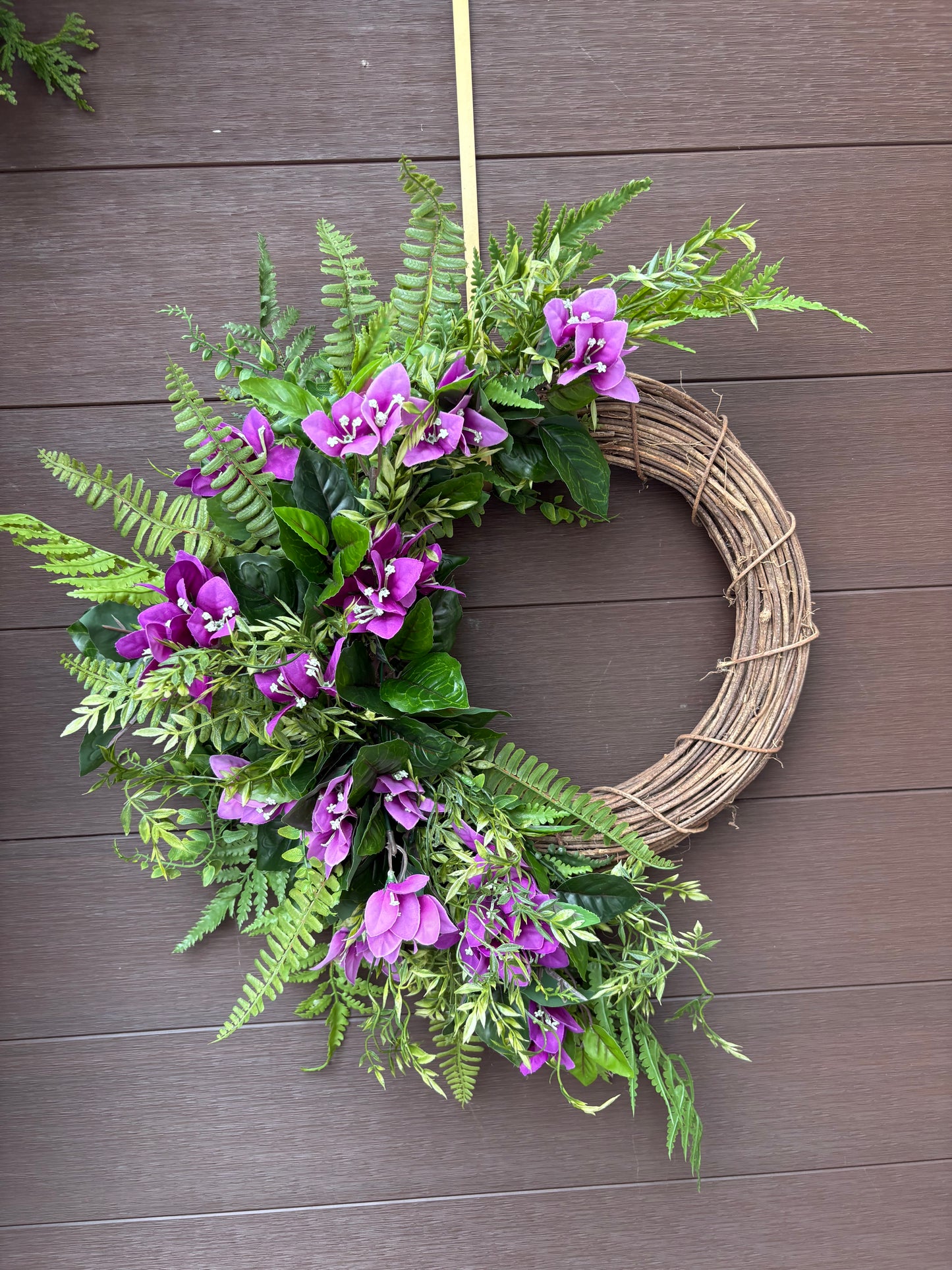 Couronne bougainvillier mauve – couronne de porte printemps naturelle