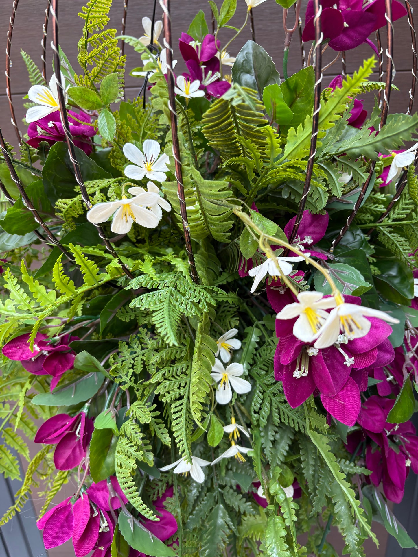 Luminous floral sphere – plum and greenery