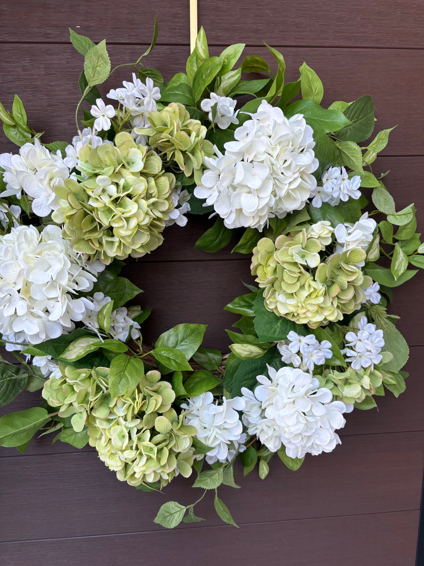 Floral wreath – green and white hydrangea