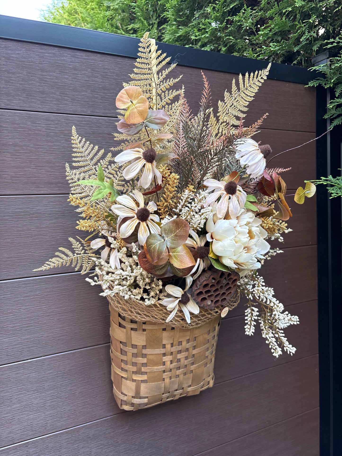 Décoration automnale artisanale pour porte d’entrée ou mur couvert