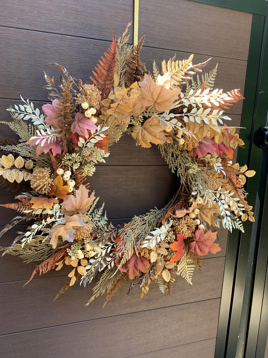 Couronne d’automne rustique chic | Feuillage et baies décoratives