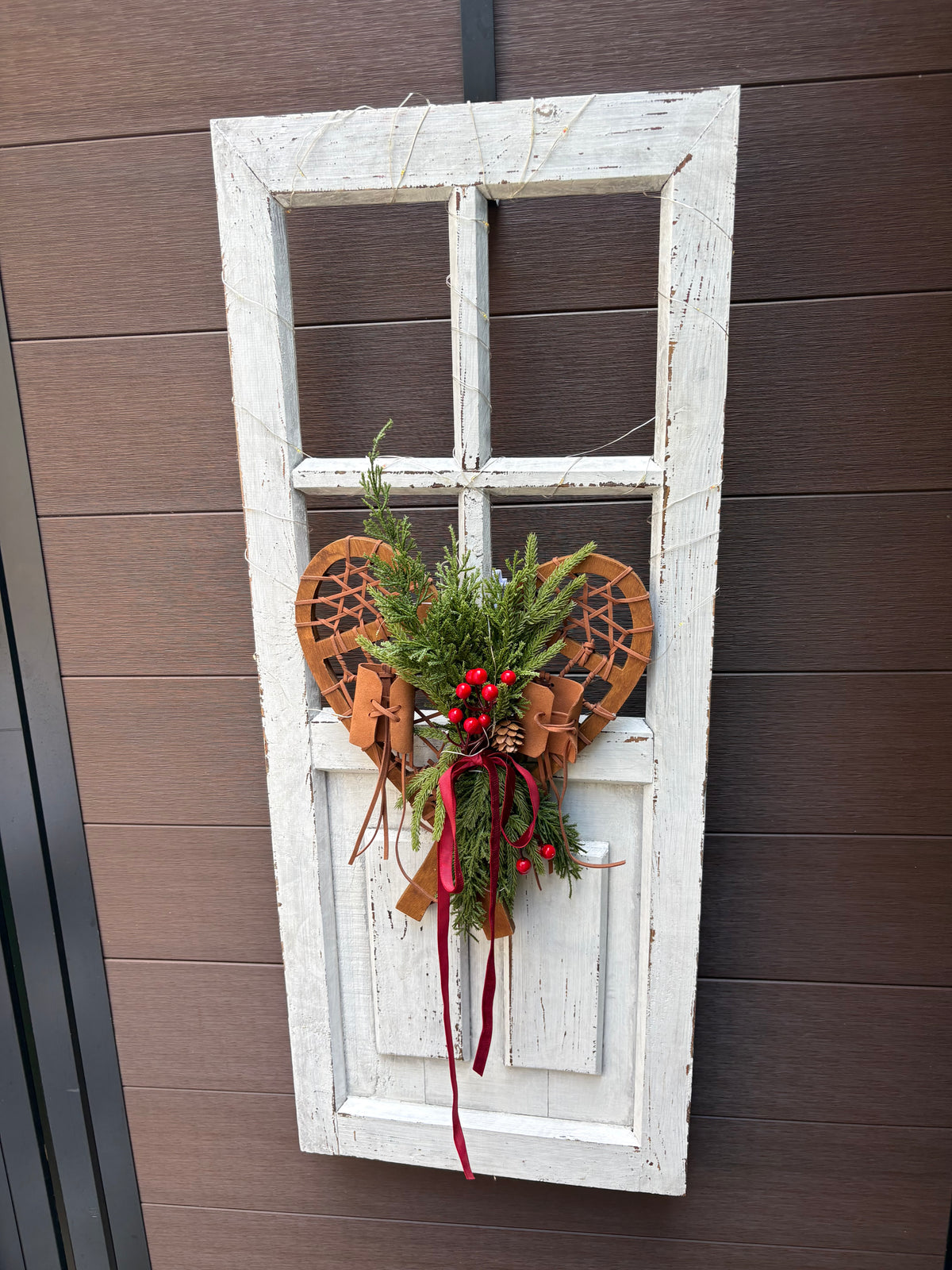 Décoration d’hiver et de Noël rustique – Porte en bois 36 x 14 po