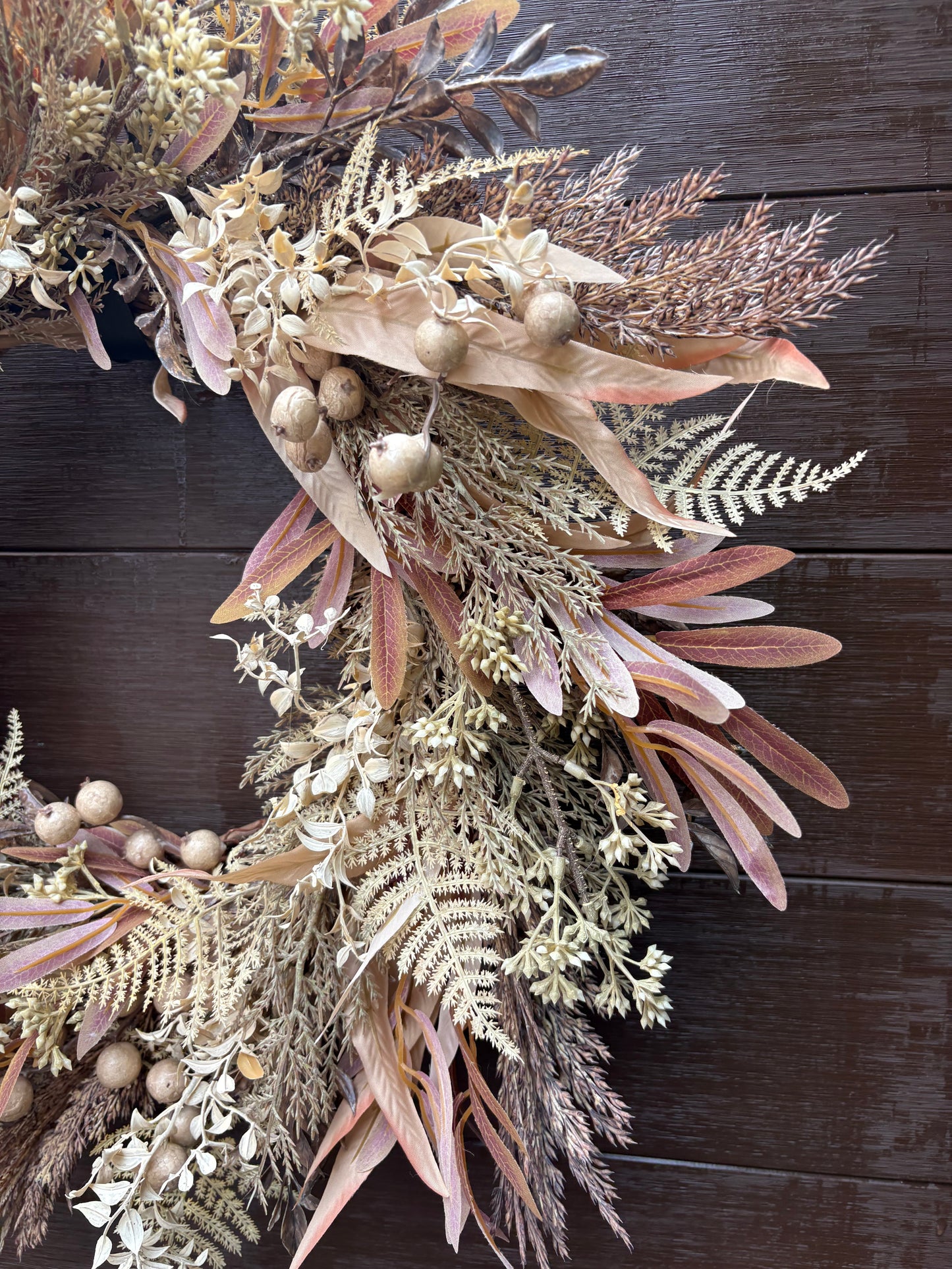 Rustic Chic Autumn Wreath in Natural Foliage