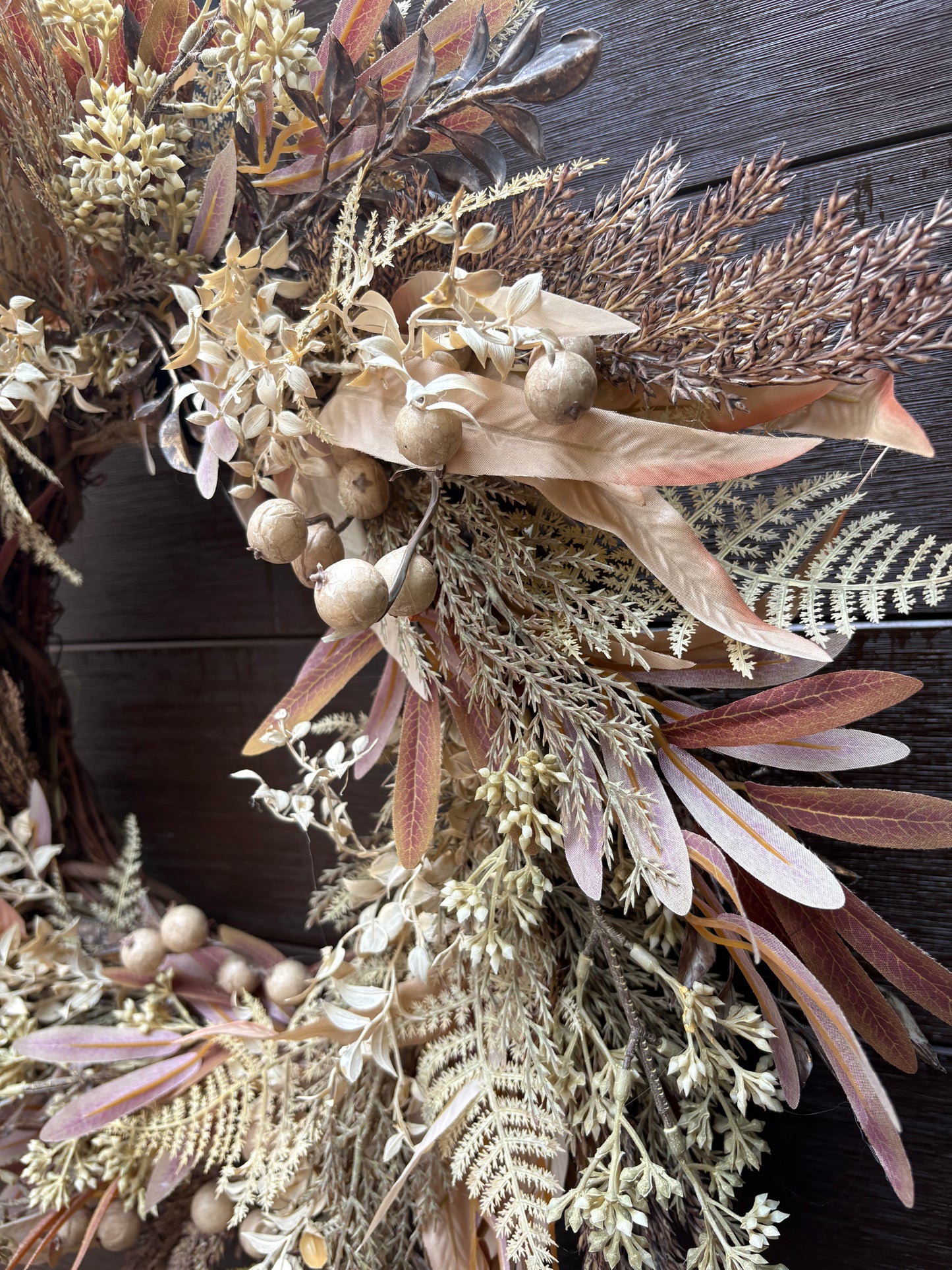 Rustic Chic Autumn Wreath in Natural Foliage