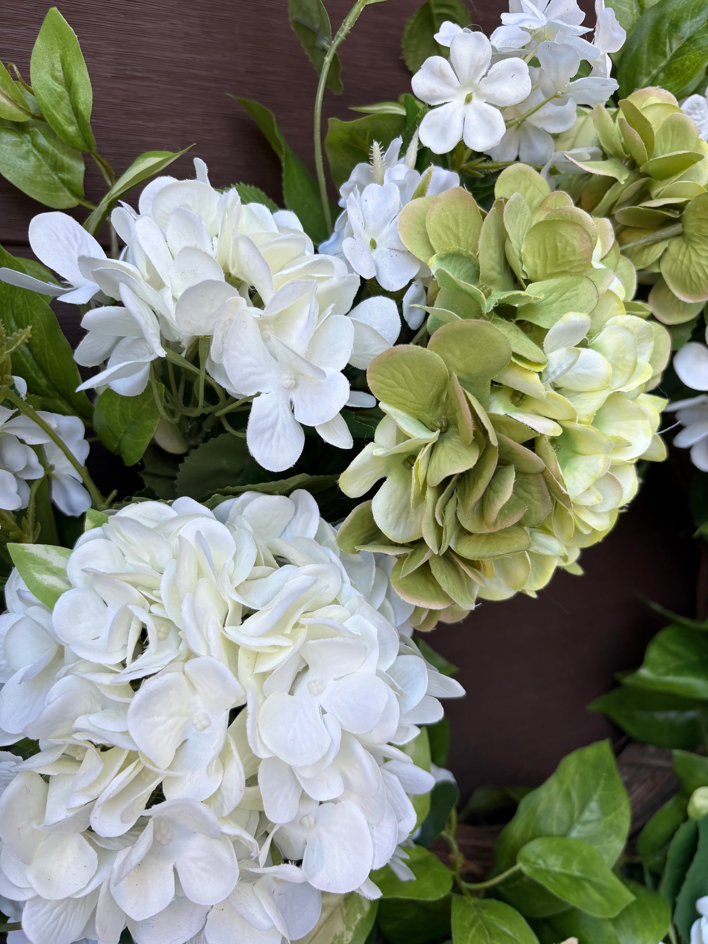 Floral wreath – green and white hydrangea
