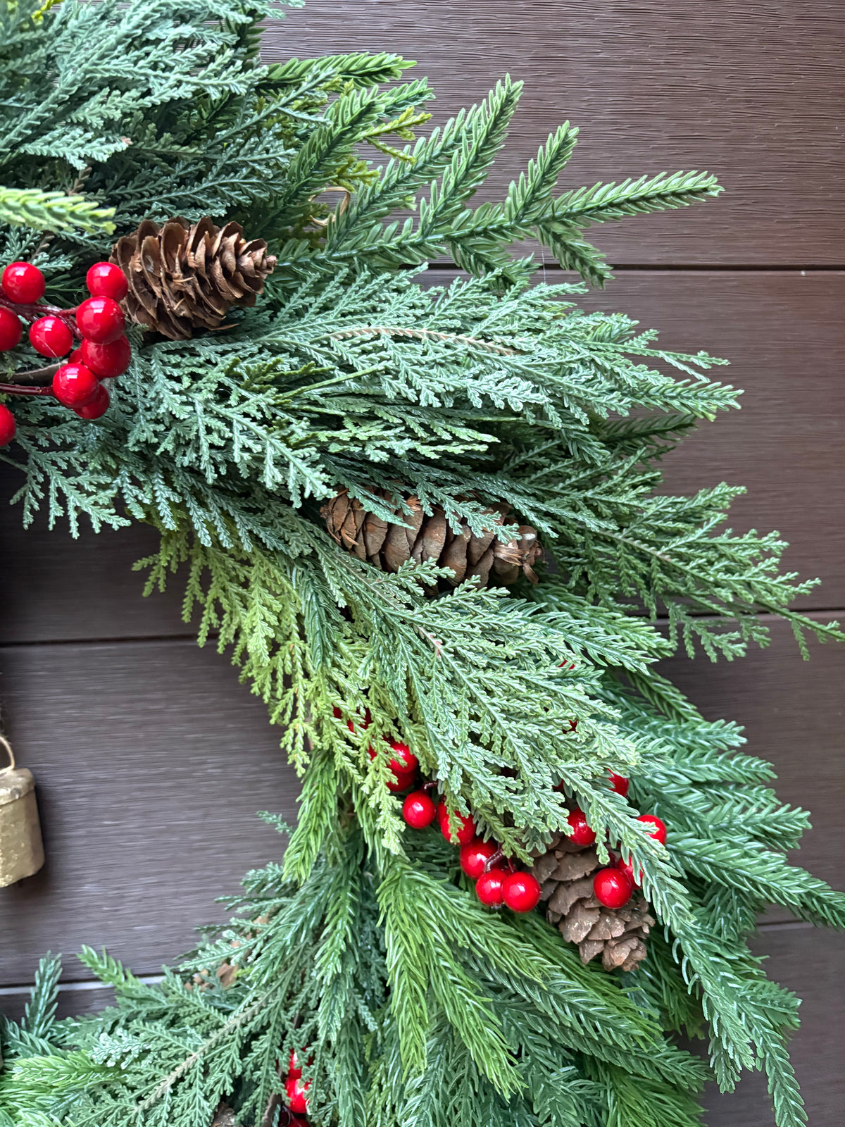 Couronne hivernale de 25 pouces – Décoration rustique chic pour porte d’entrée
