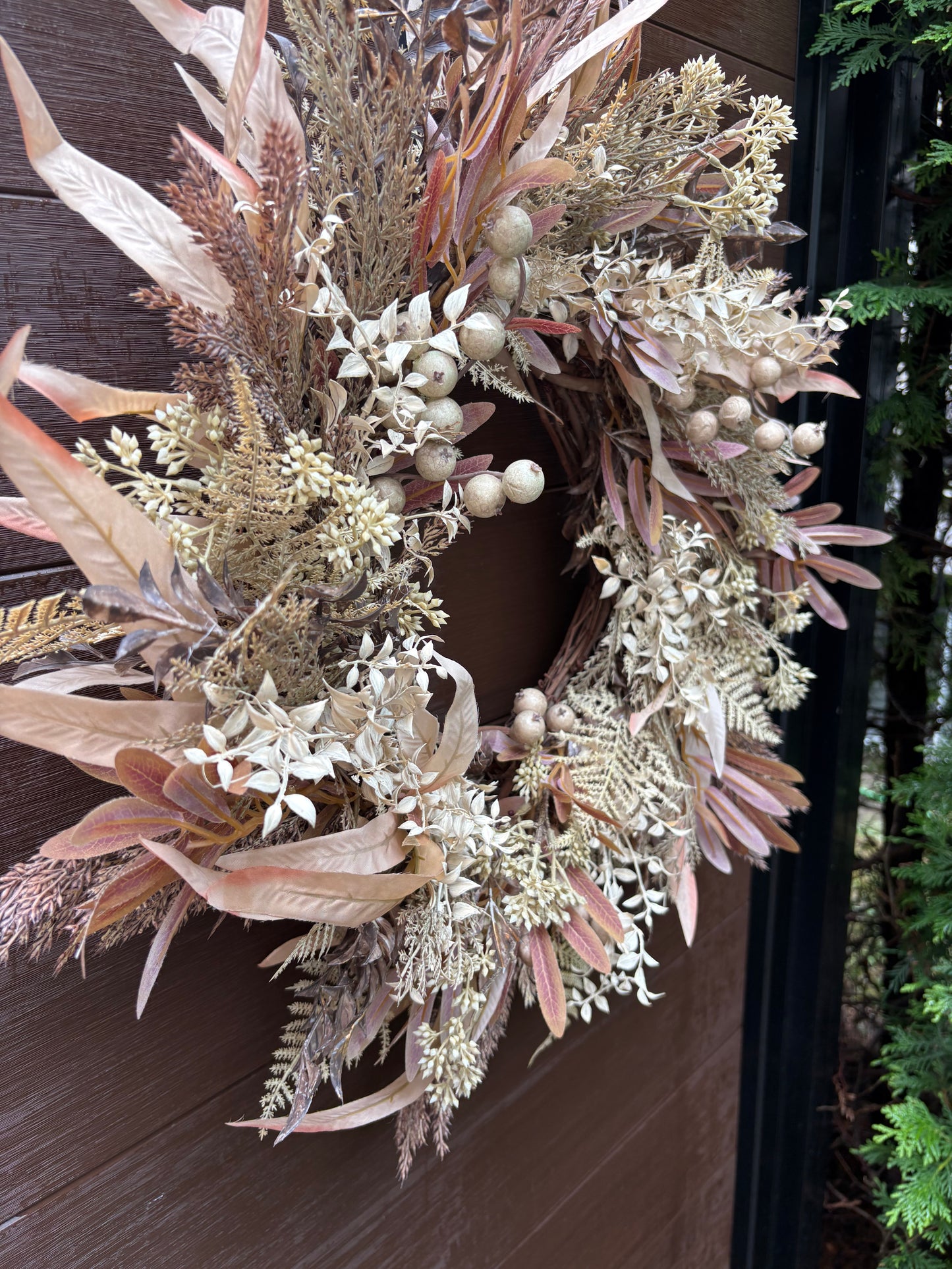 Rustic Chic Autumn Wreath in Natural Foliage