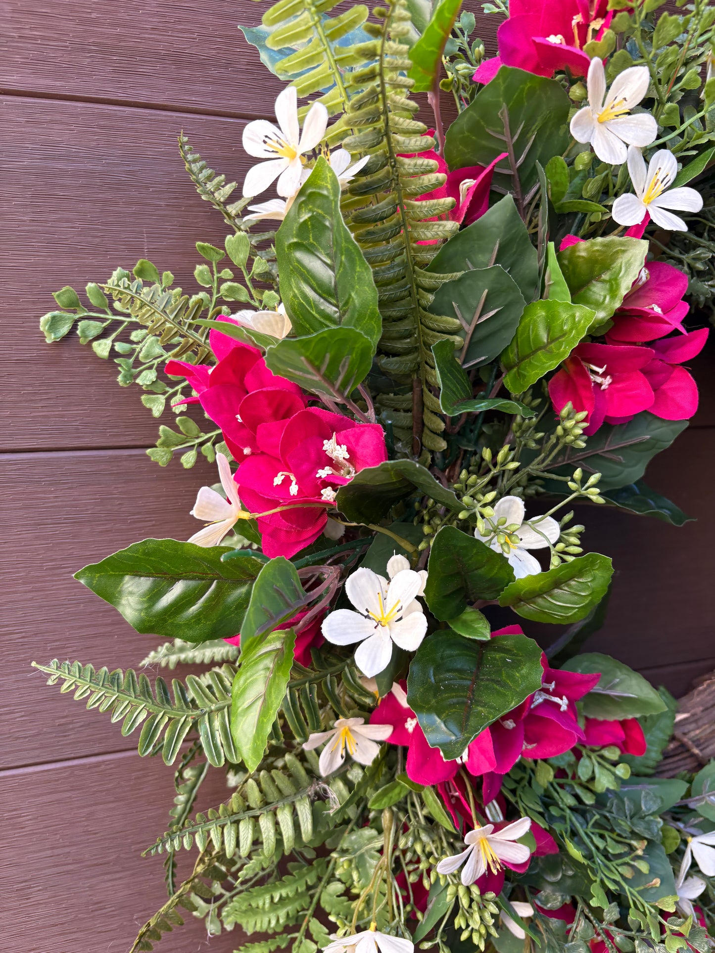 Couronne printemps bougainvillier framboise porte d’entrée