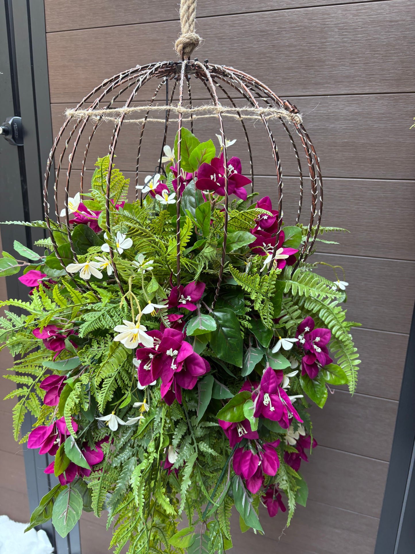 Luminous floral sphere – plum and greenery