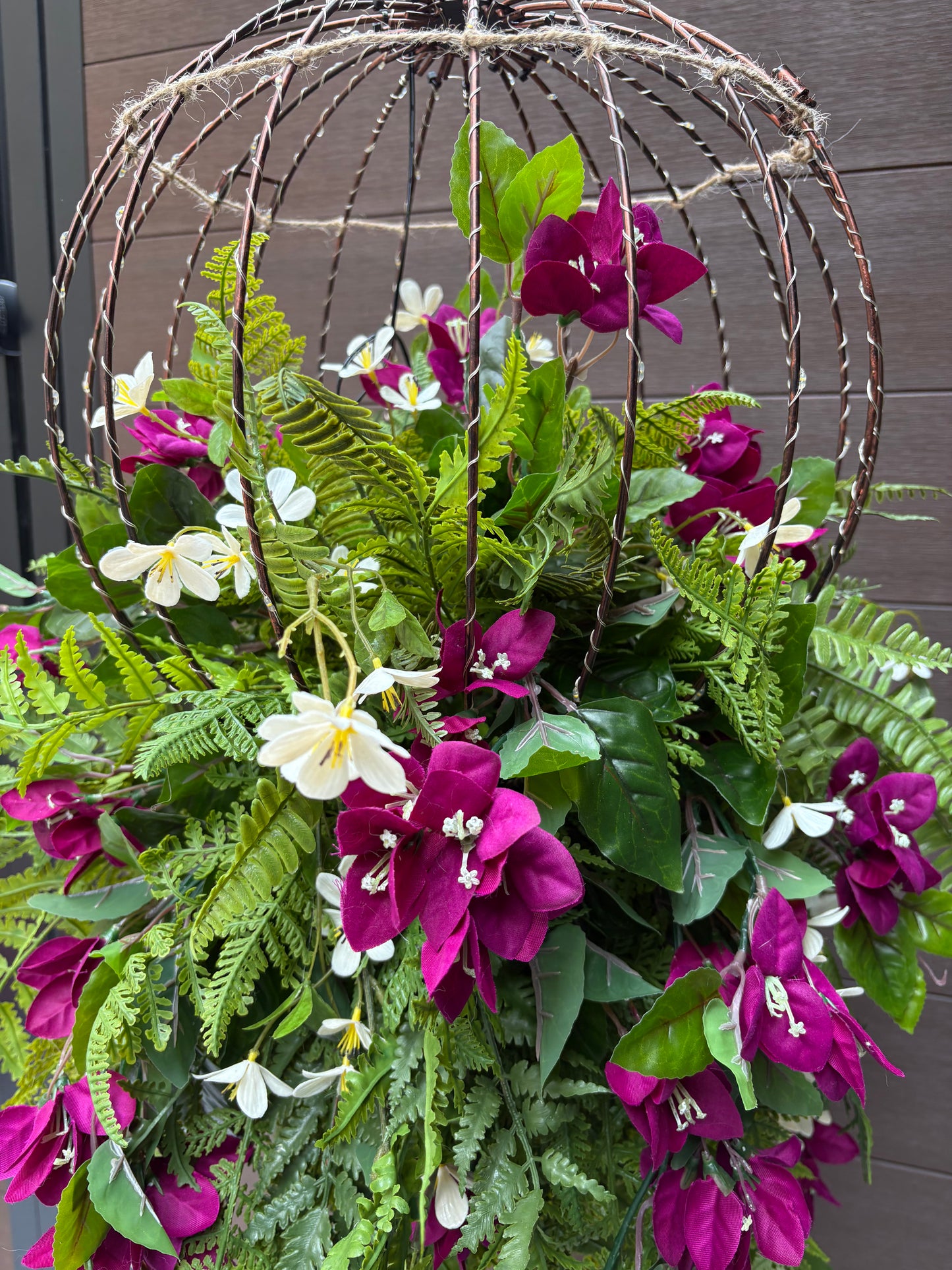 Luminous floral sphere – plum and greenery
