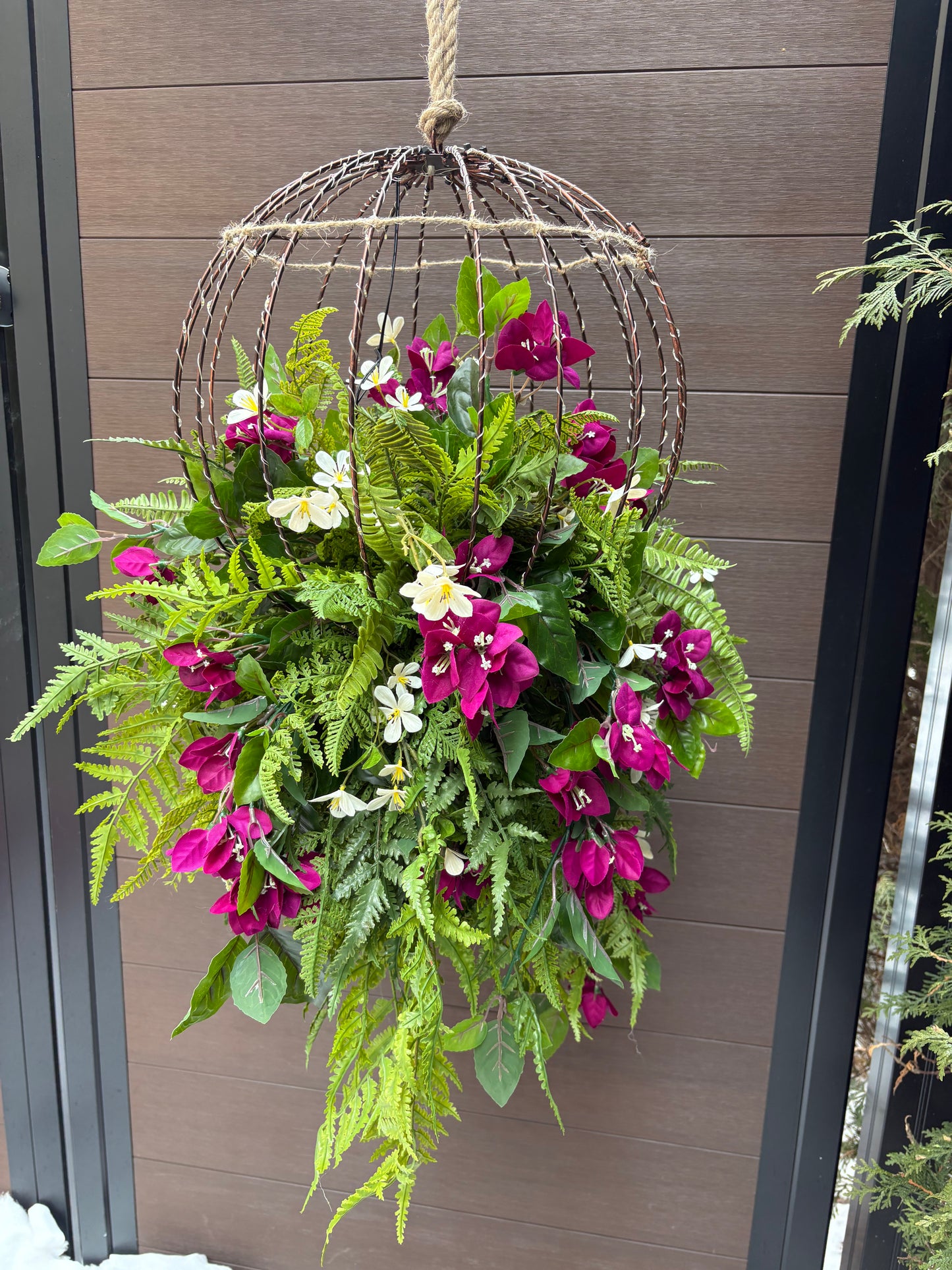Luminous floral sphere – plum and greenery