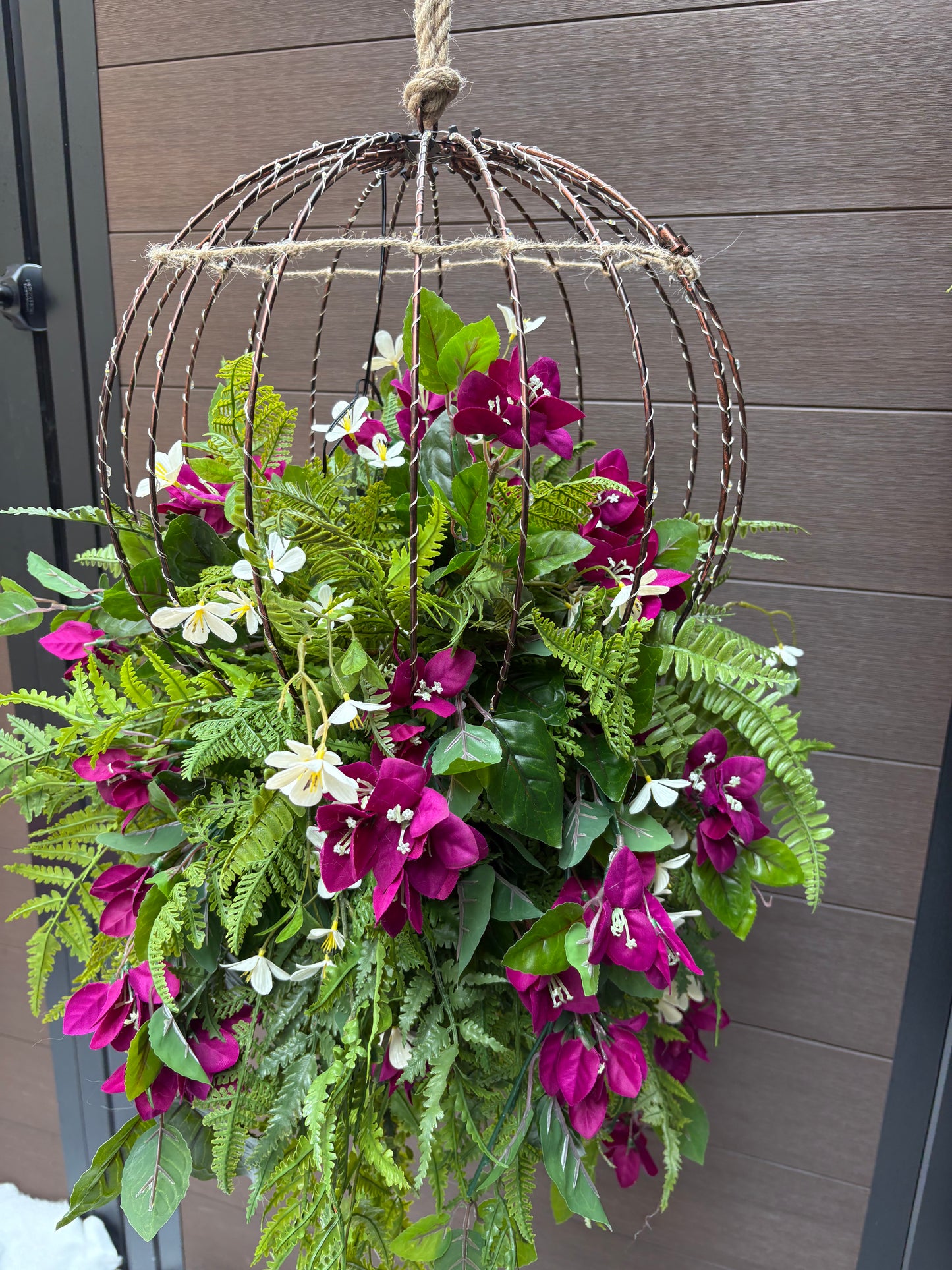 Luminous floral sphere – plum and greenery