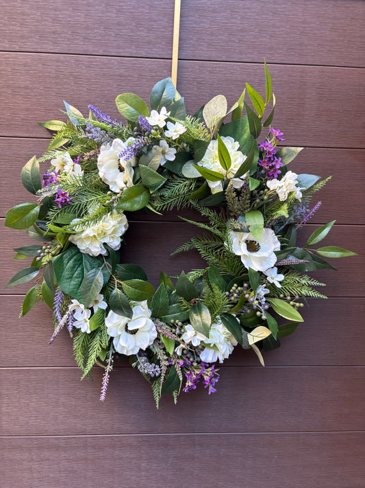 Couronne blanche lavande champêtre