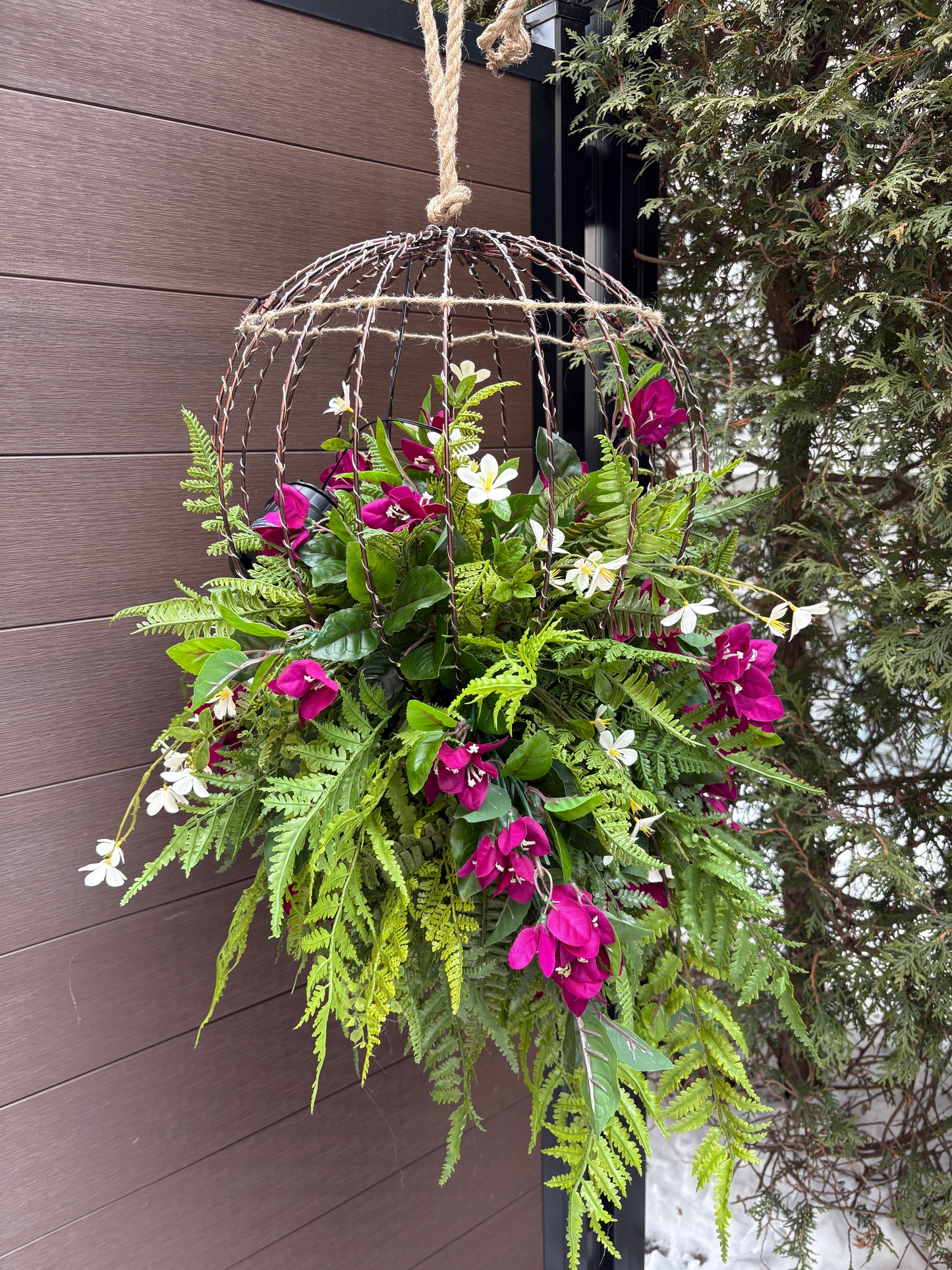 Luminous floral sphere – plum and greenery