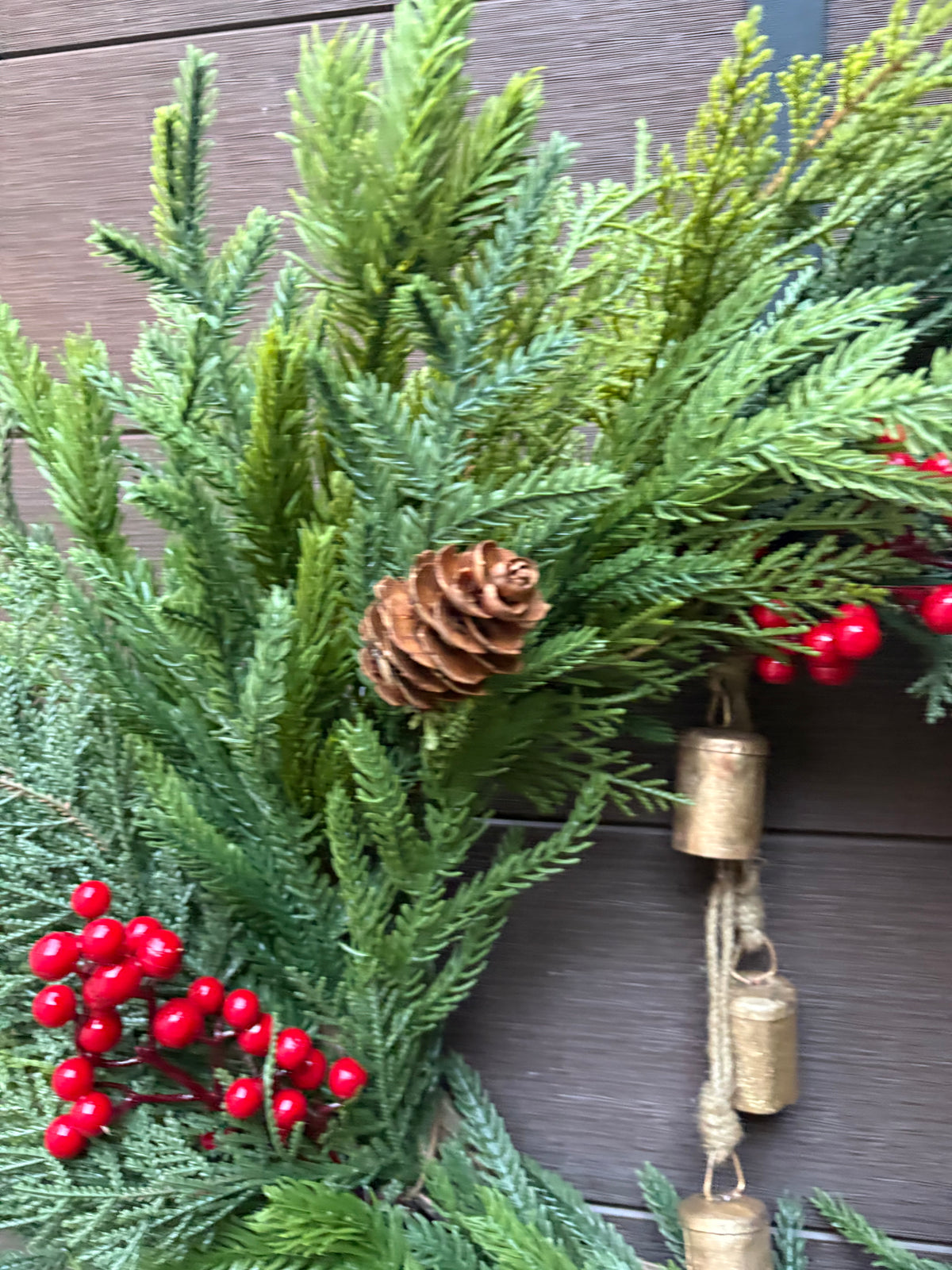 Couronne hivernale de 25 pouces – Décoration rustique chic pour porte d’entrée