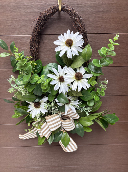 Couronne rudbeckie blanche champêtre