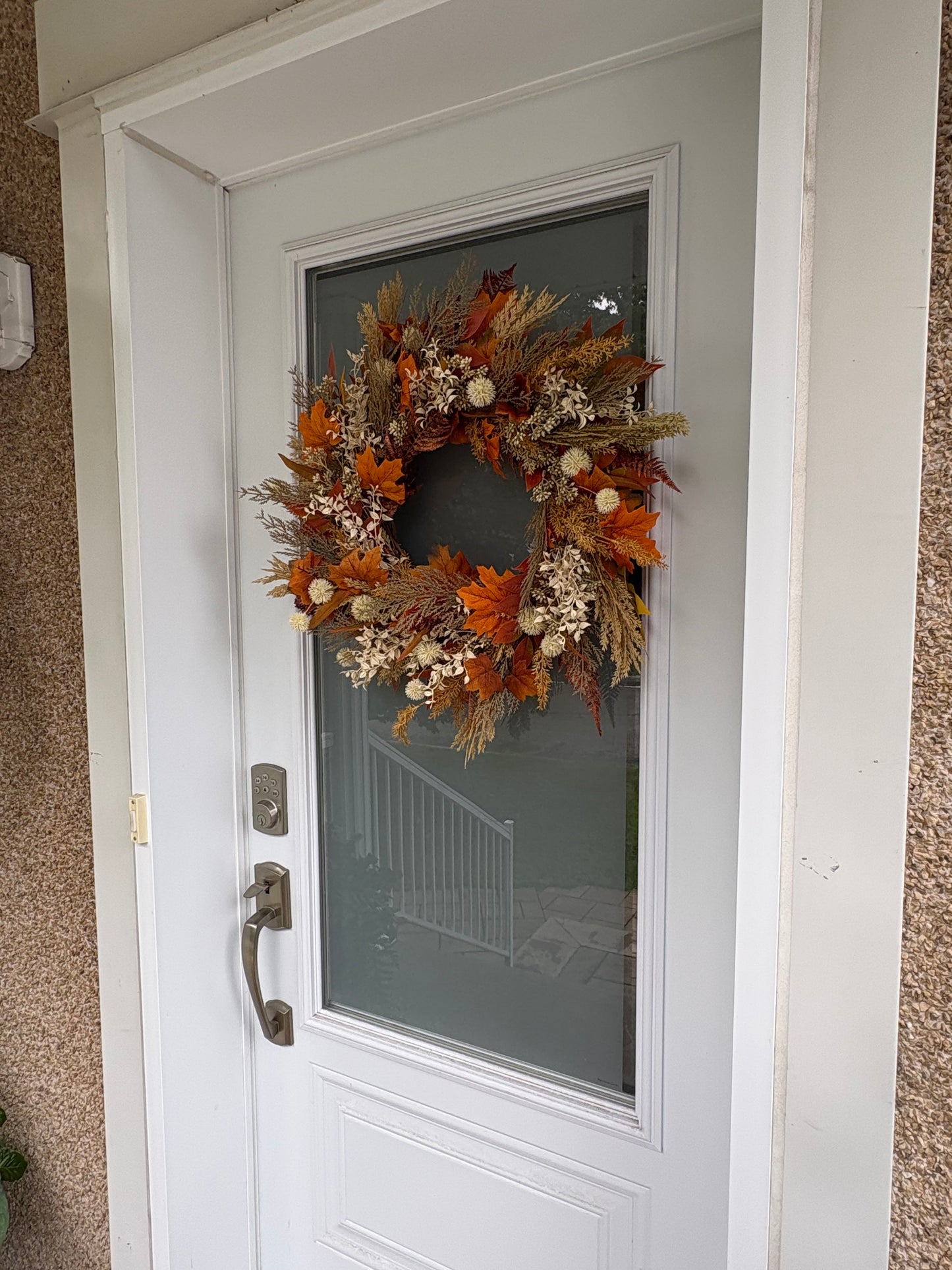 Rustic Autumn Wreath with Orange Leaves