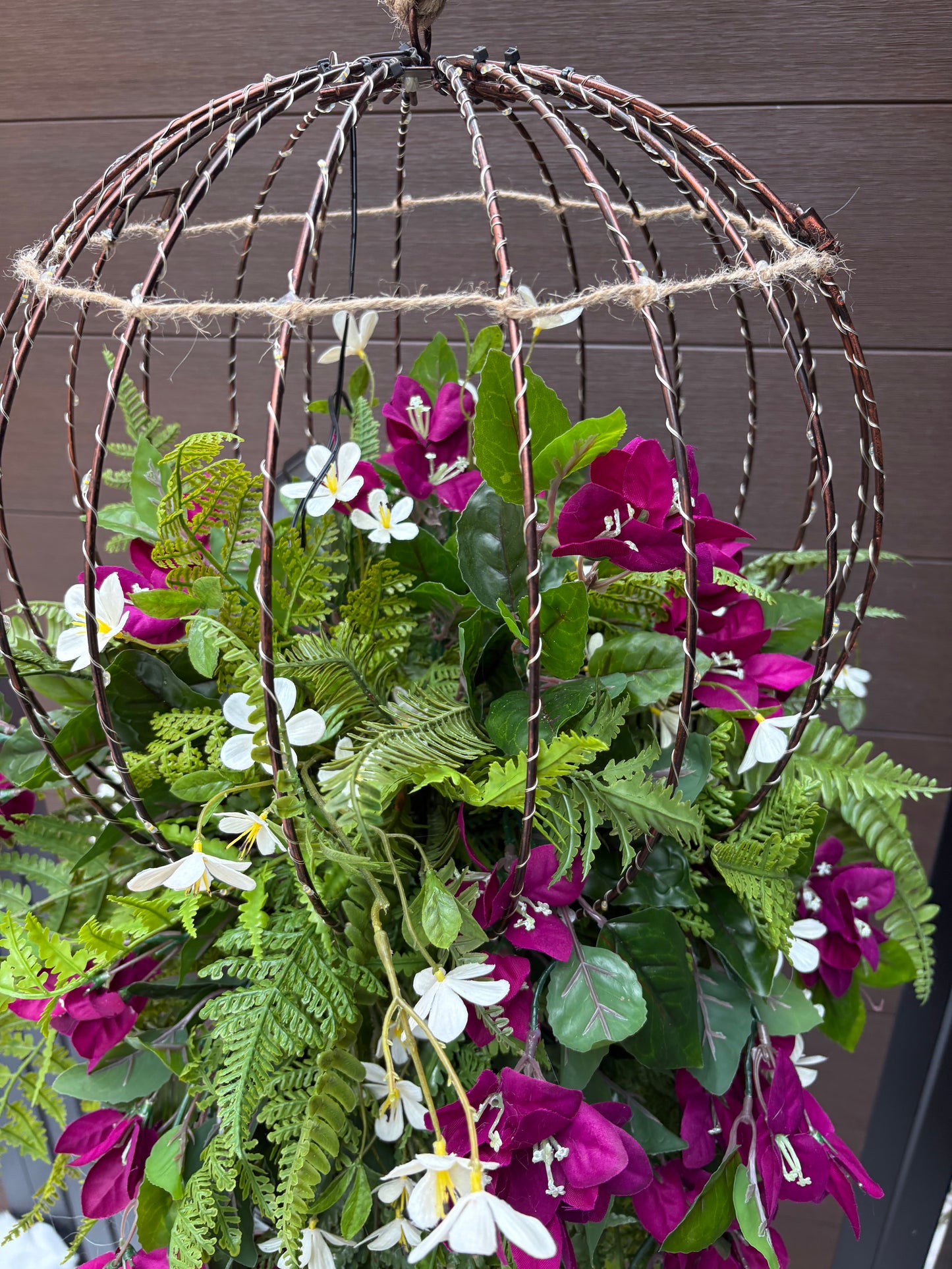 Luminous floral sphere – plum and greenery