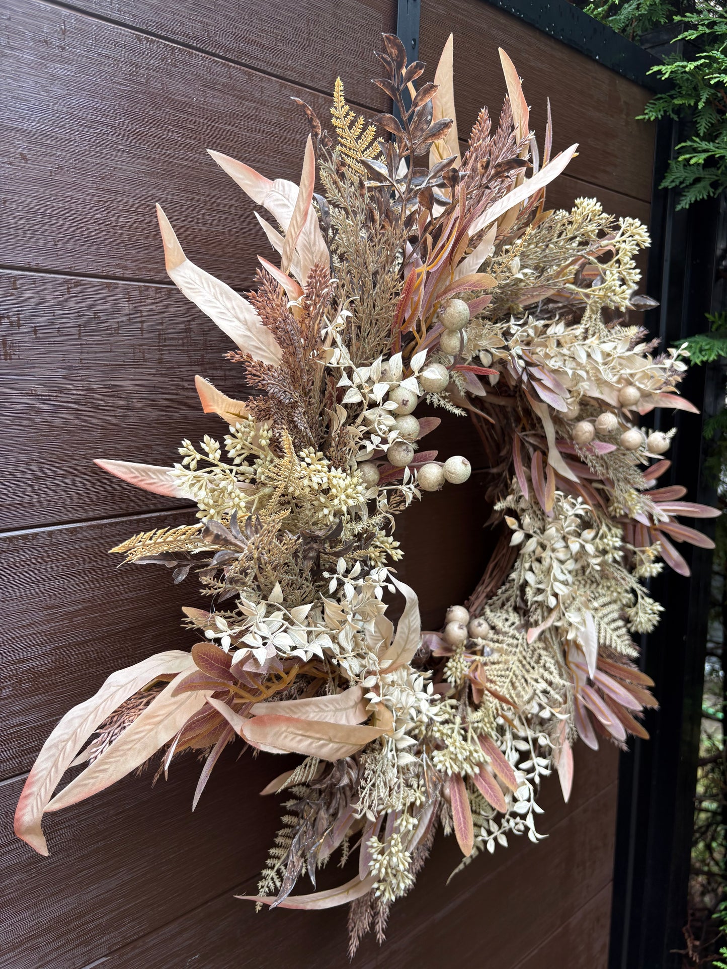 Rustic Chic Autumn Wreath in Natural Foliage
