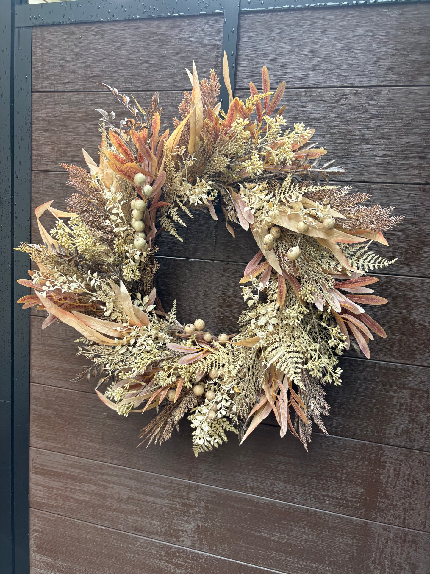 Rustic Chic Autumn Wreath in Natural Foliage