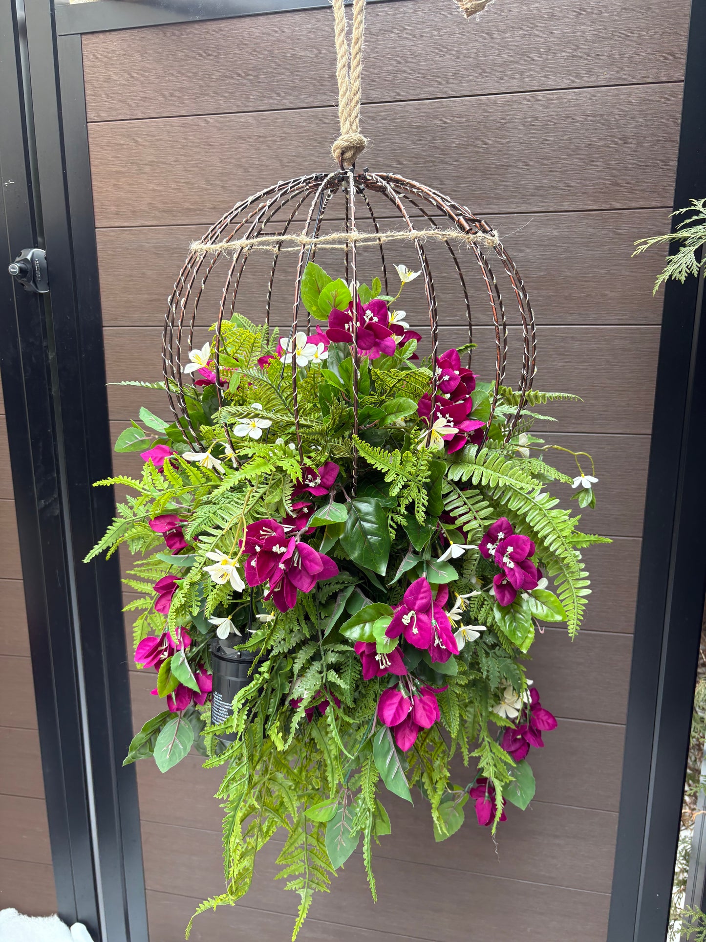 Luminous floral sphere – plum and greenery