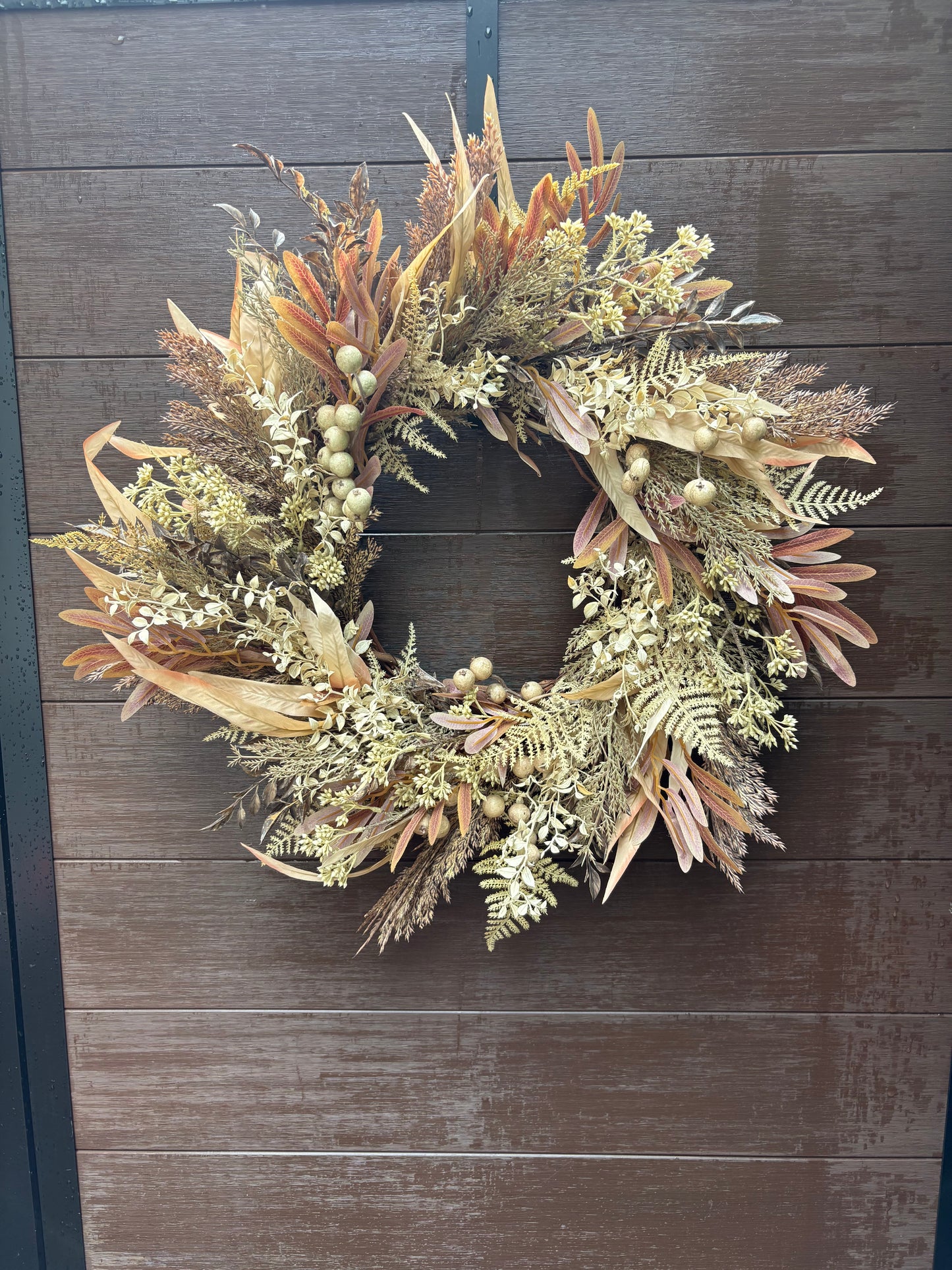 Rustic Chic Autumn Wreath in Natural Foliage
