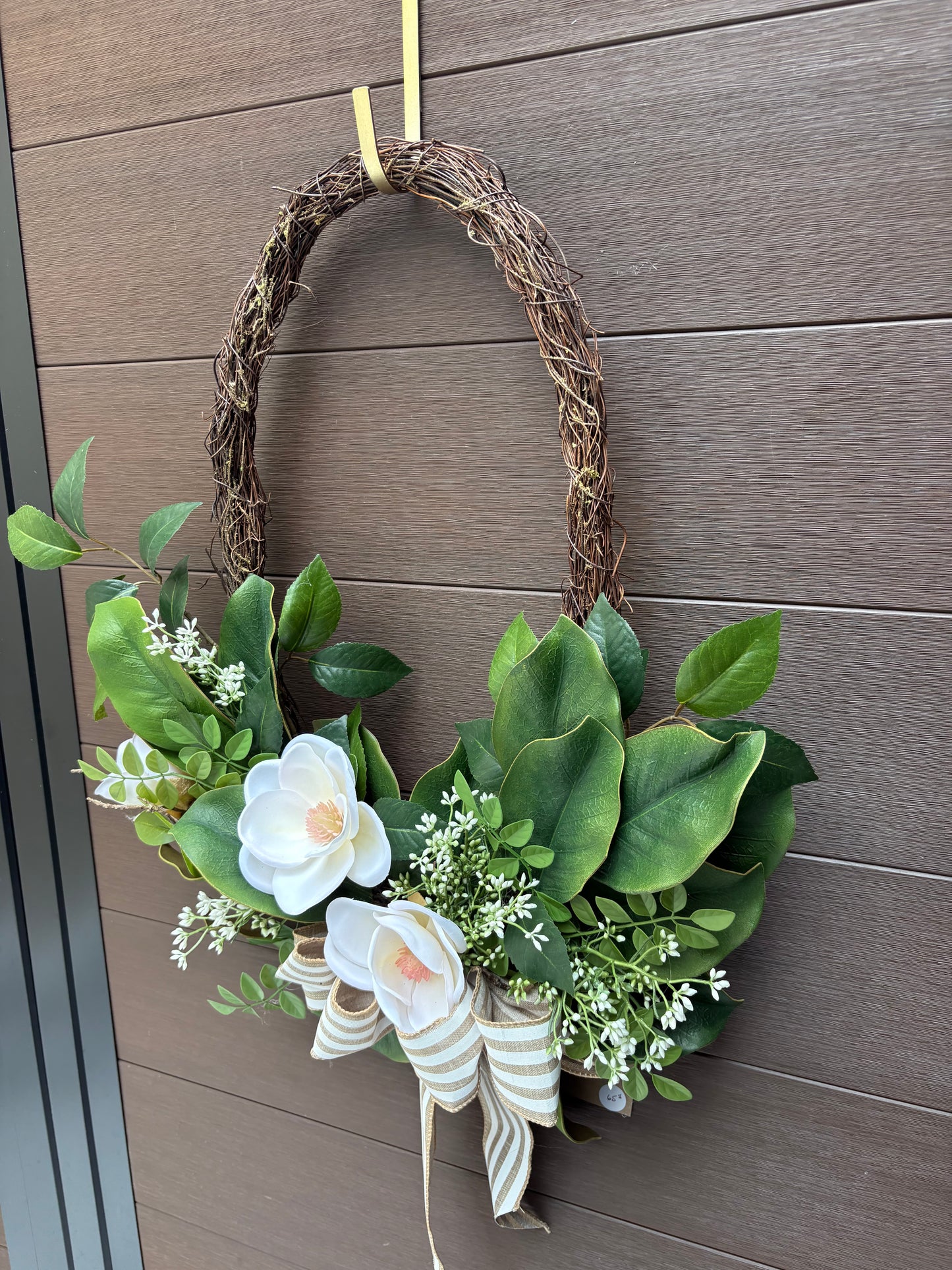 Couronne fleurie magnolia blanc style rustique chic