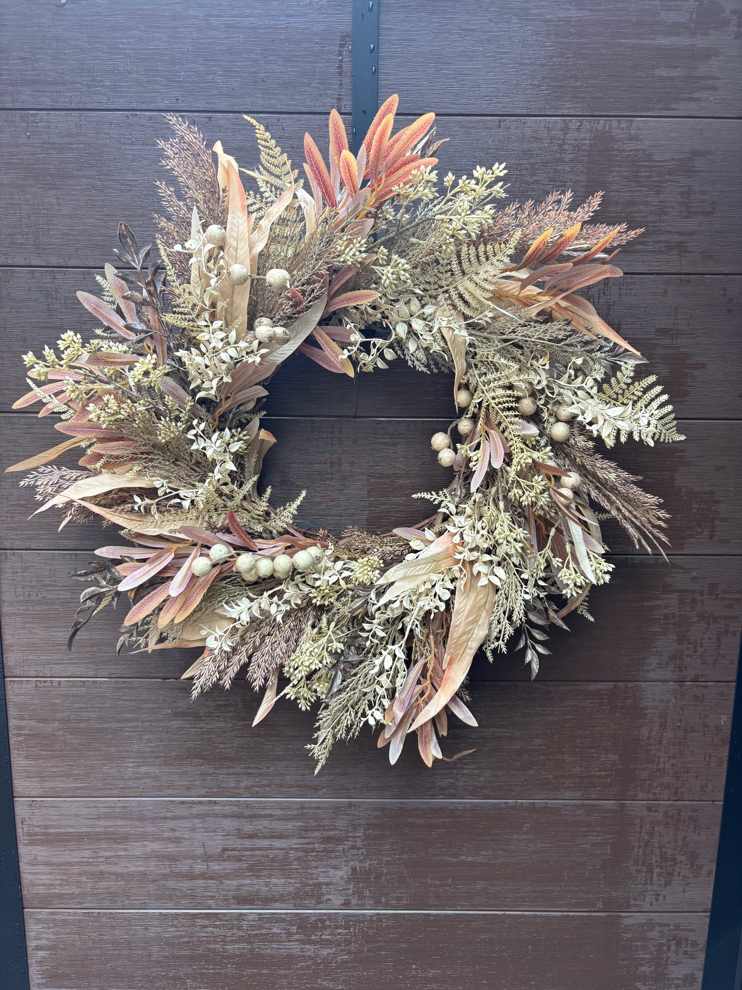 Rustic Chic Autumn Wreath in Natural Foliage