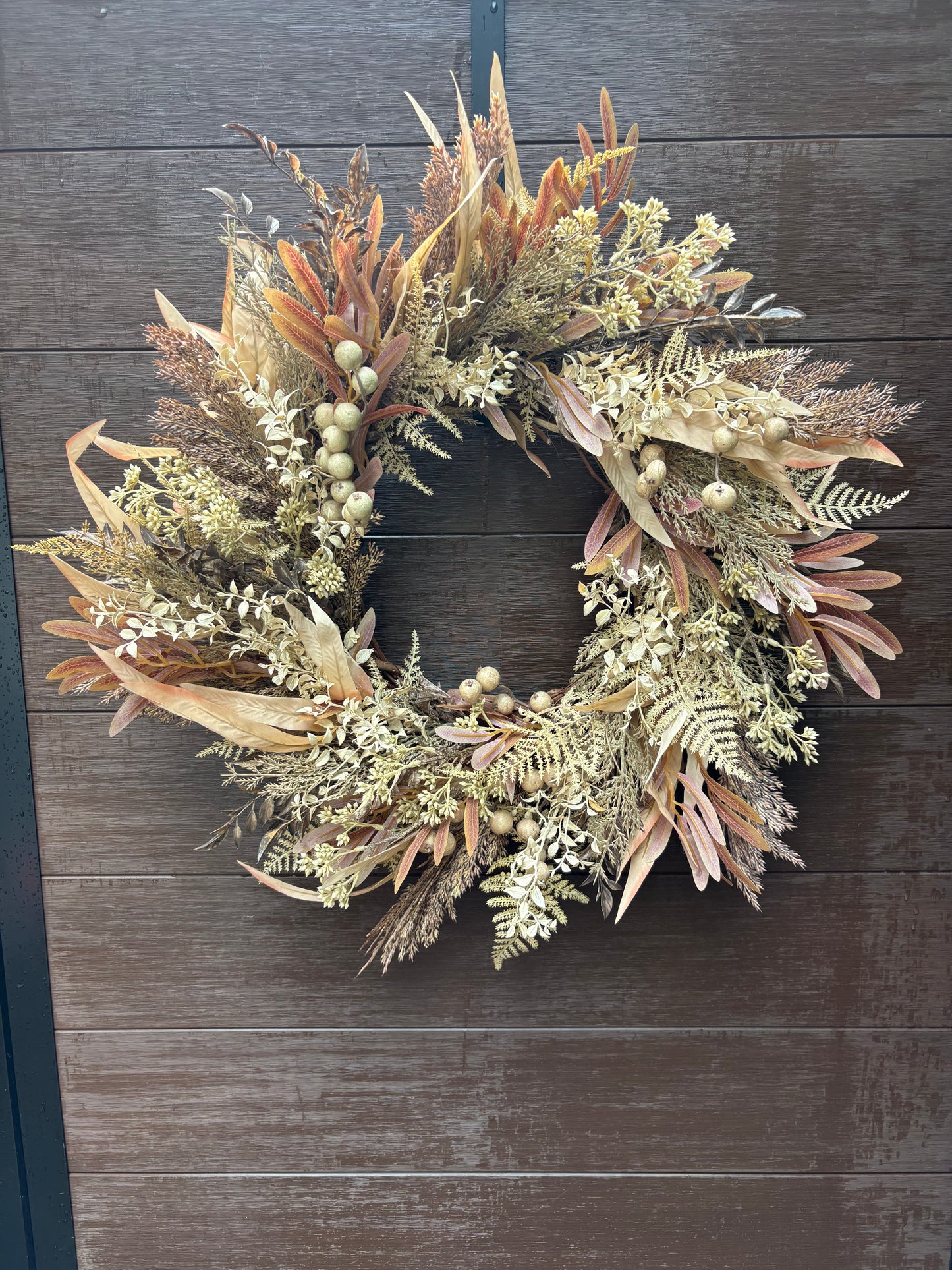 Rustic Chic Autumn Wreath in Natural Foliage
