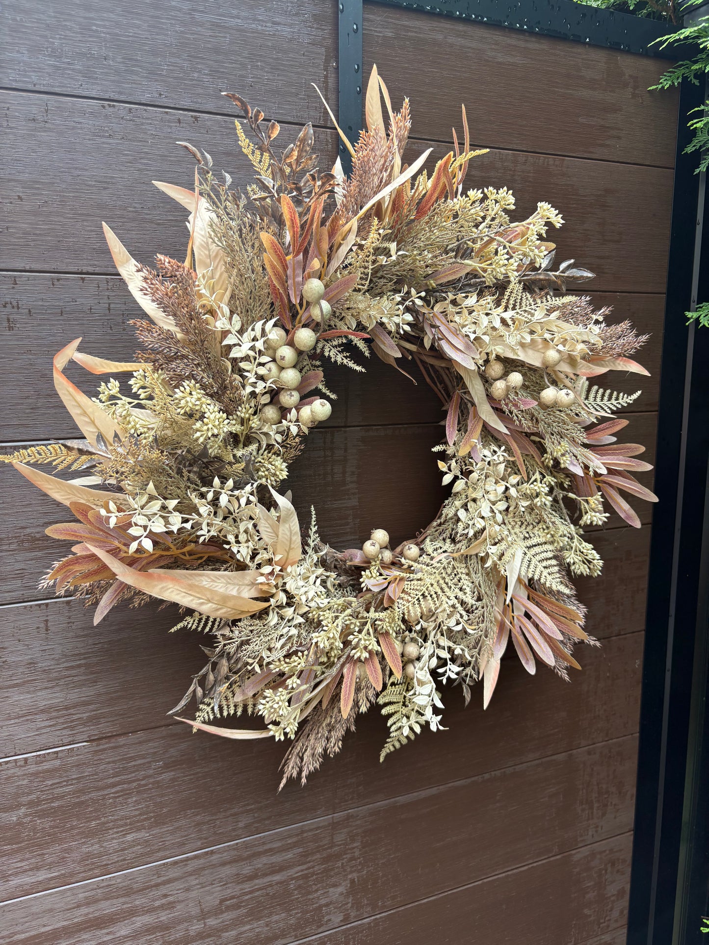 Rustic Chic Autumn Wreath in Natural Foliage