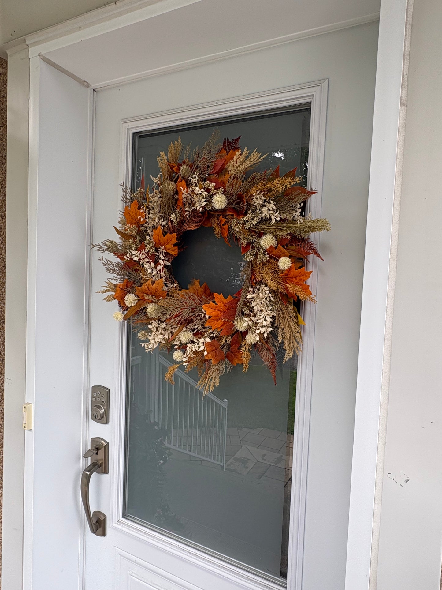 Rustic Autumn Wreath with Orange Leaves