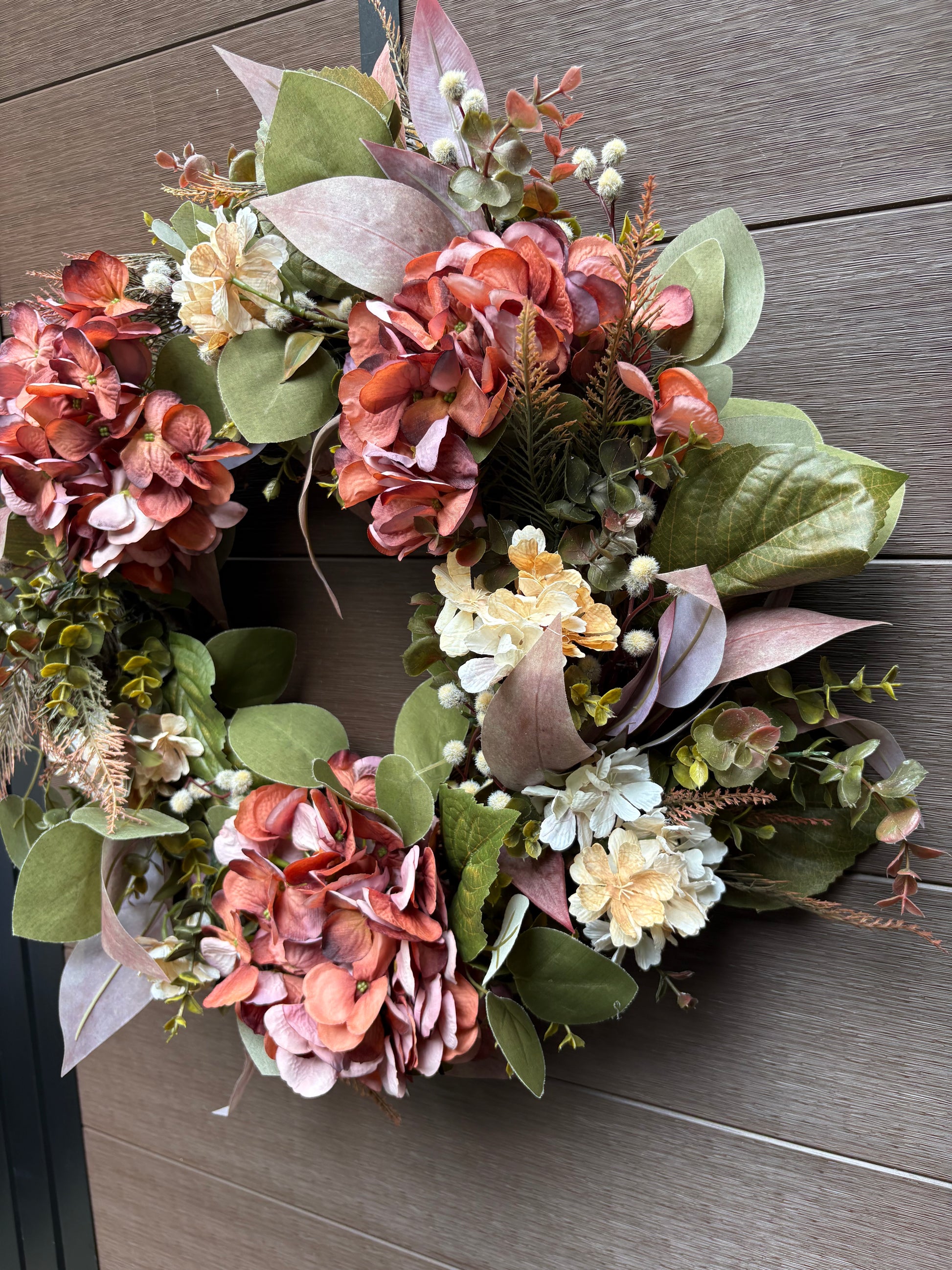 Gros plan sur les textures et les fleurs de la couronne d’automne.