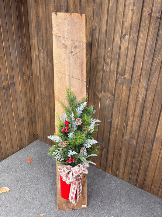 Décoration hivernale autoportante sur planche de bois rustique – 59 pouces