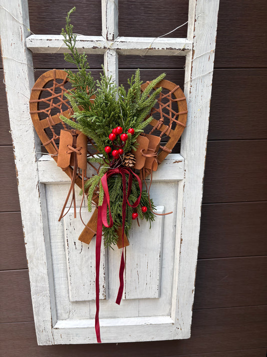 Décoration d’hiver et de Noël rustique – Porte en bois 36 x 14 po
