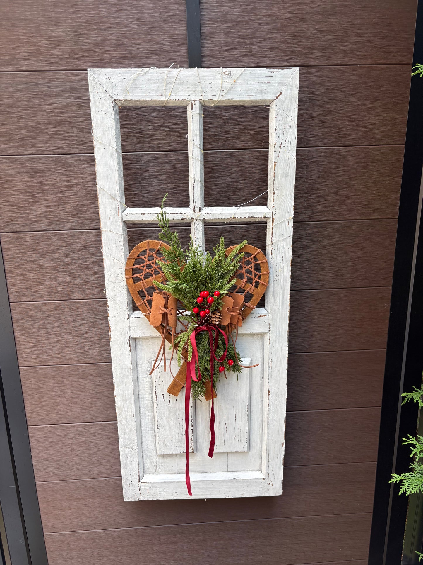 Décoration d’hiver et de Noël rustique – Porte en bois 36 x 14 po