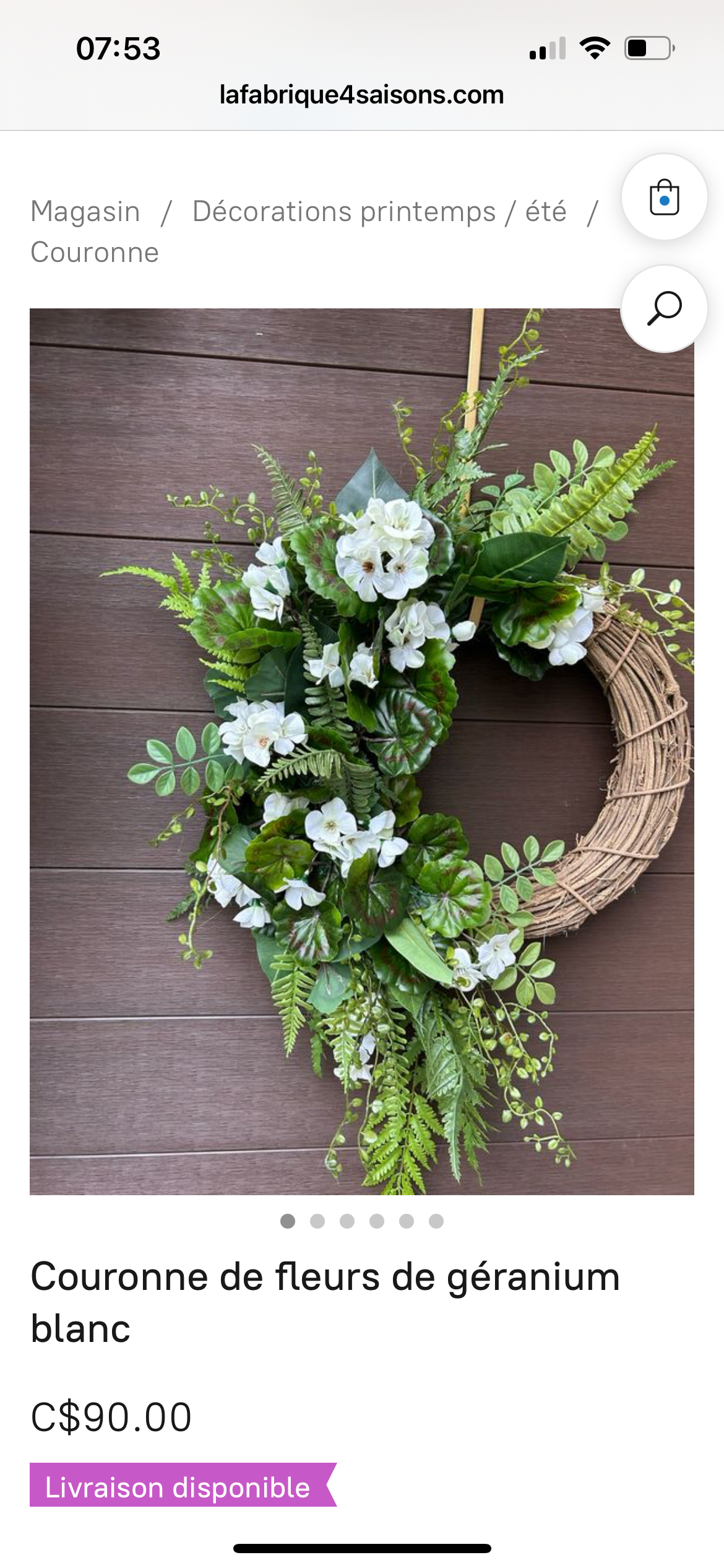 Couronne géranium blanc élégante – style champêtre chic